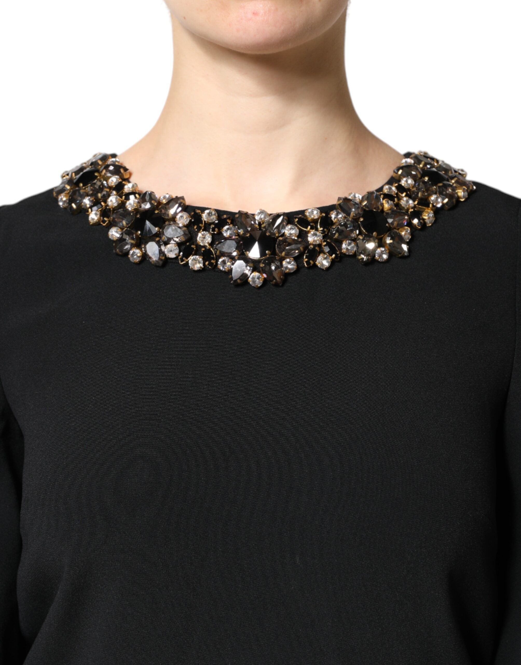 Crystal Embellished Round Neck Mini Women's Dress - Dolce & Gabbana - Modalova