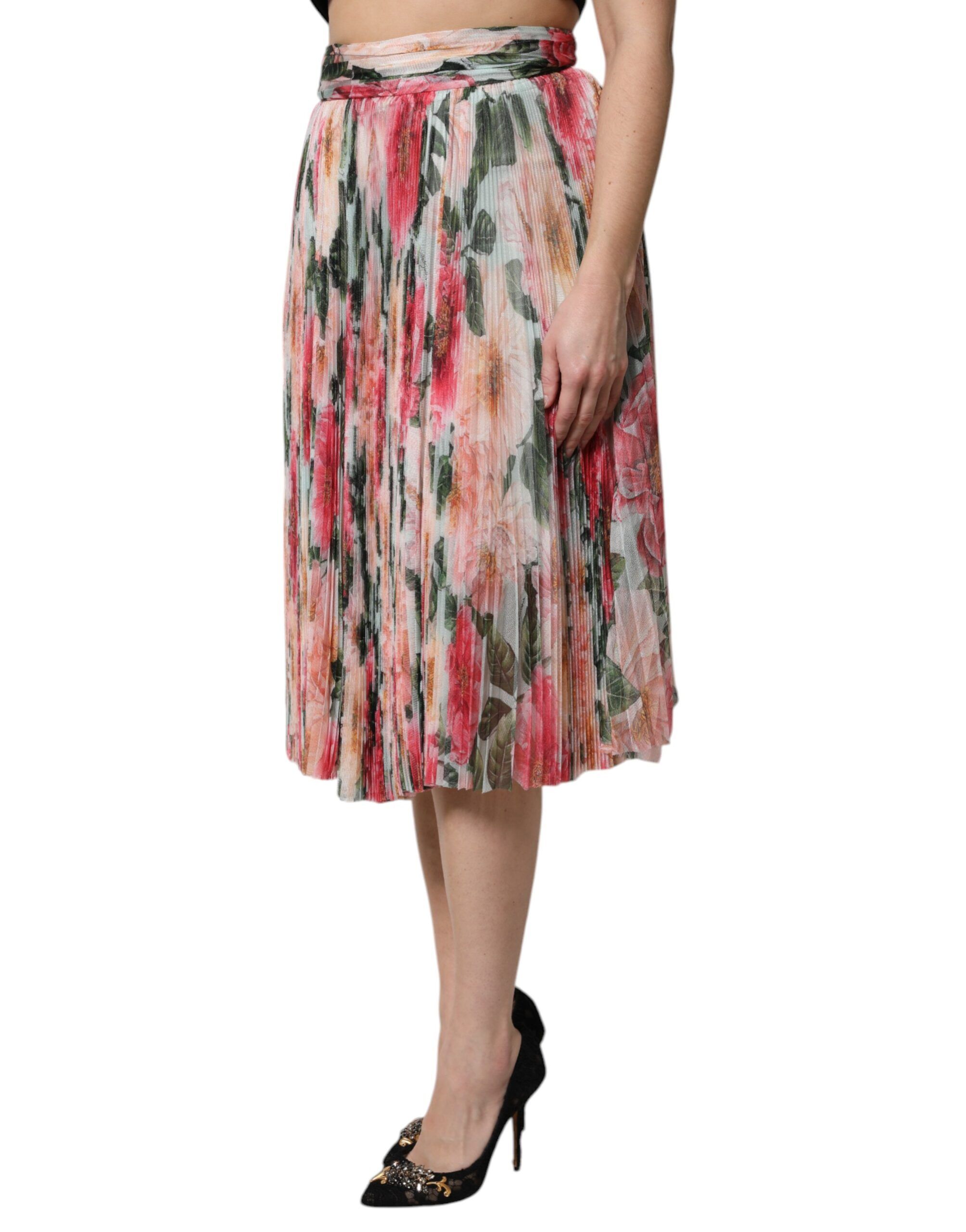 Silk Floral High Waist Midi Women's Skirt - Dolce & Gabbana - Modalova