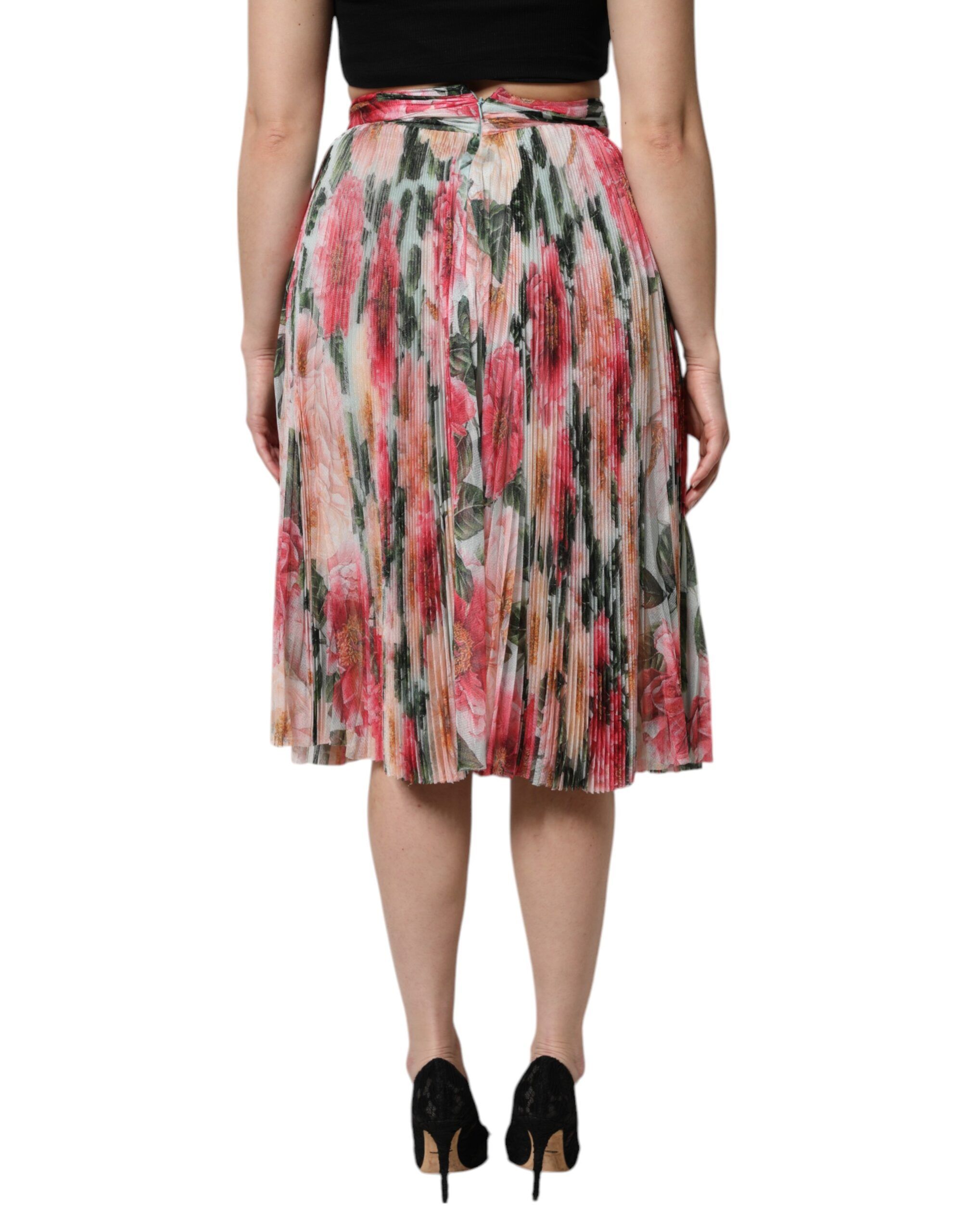 Silk Floral High Waist Midi Women's Skirt - Dolce & Gabbana - Modalova