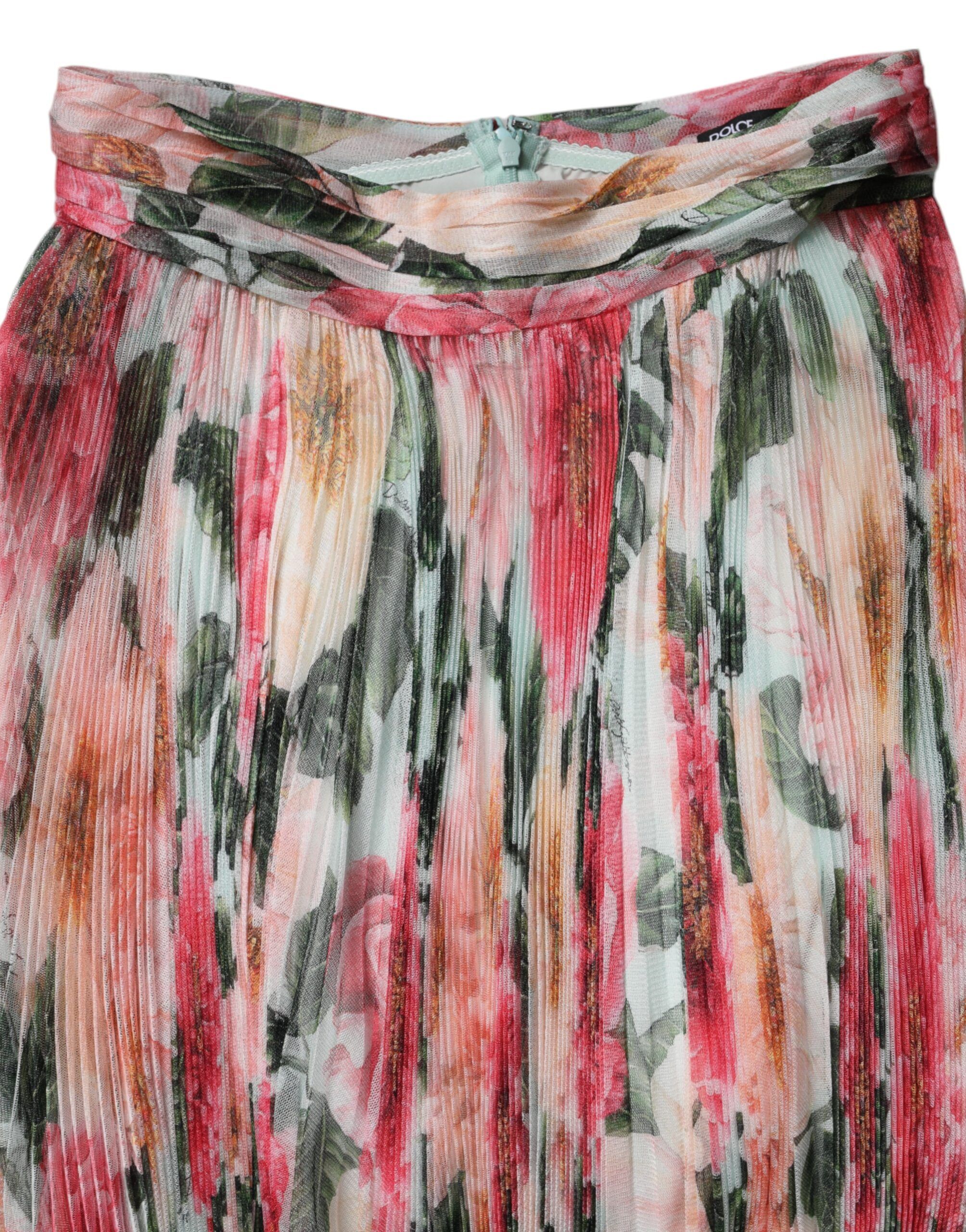 Silk Floral High Waist Midi Women's Skirt - Dolce & Gabbana - Modalova