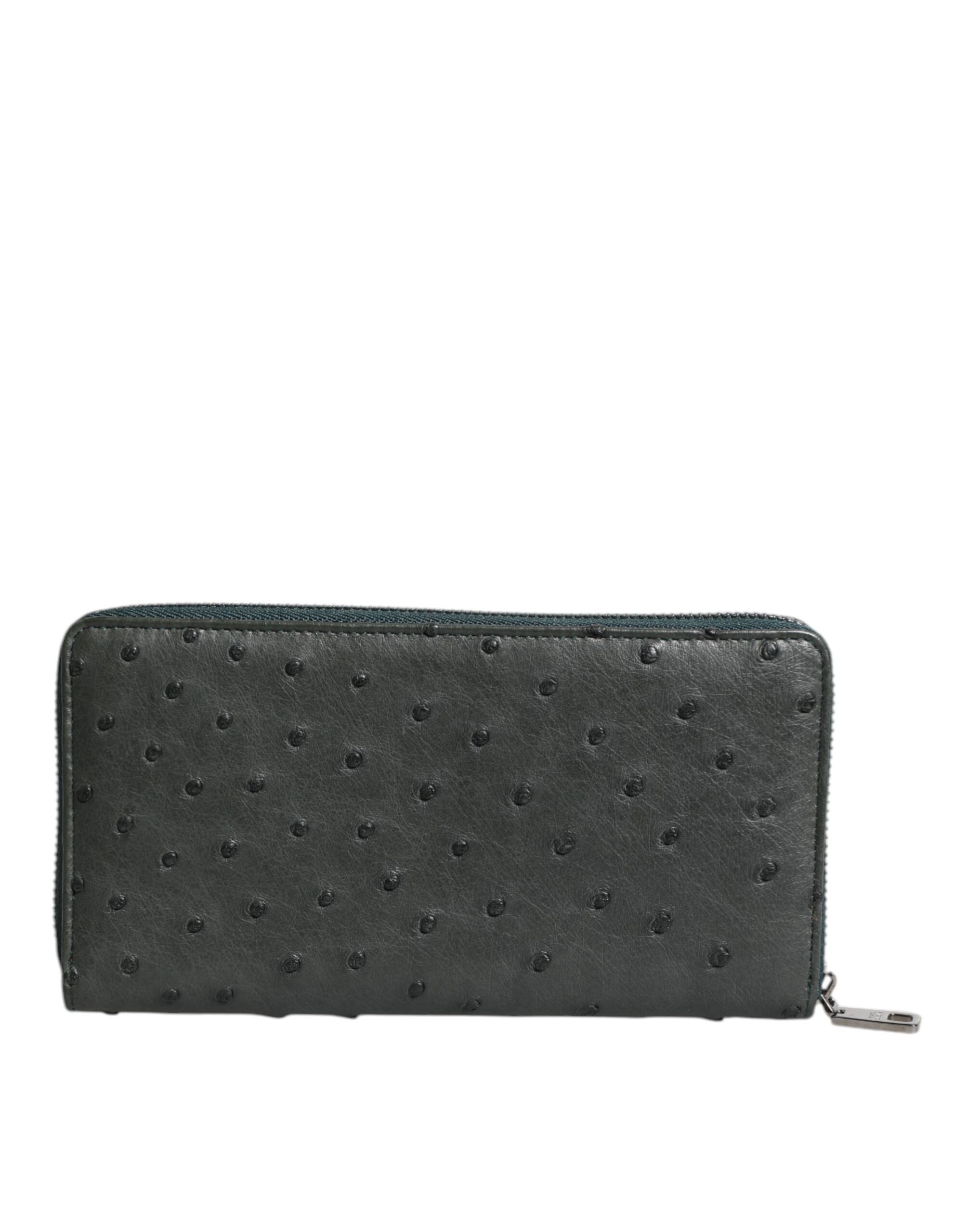 Ostrich Logo Plaque Zip Around Continental Men's Wallet - Dolce & Gabbana - Modalova