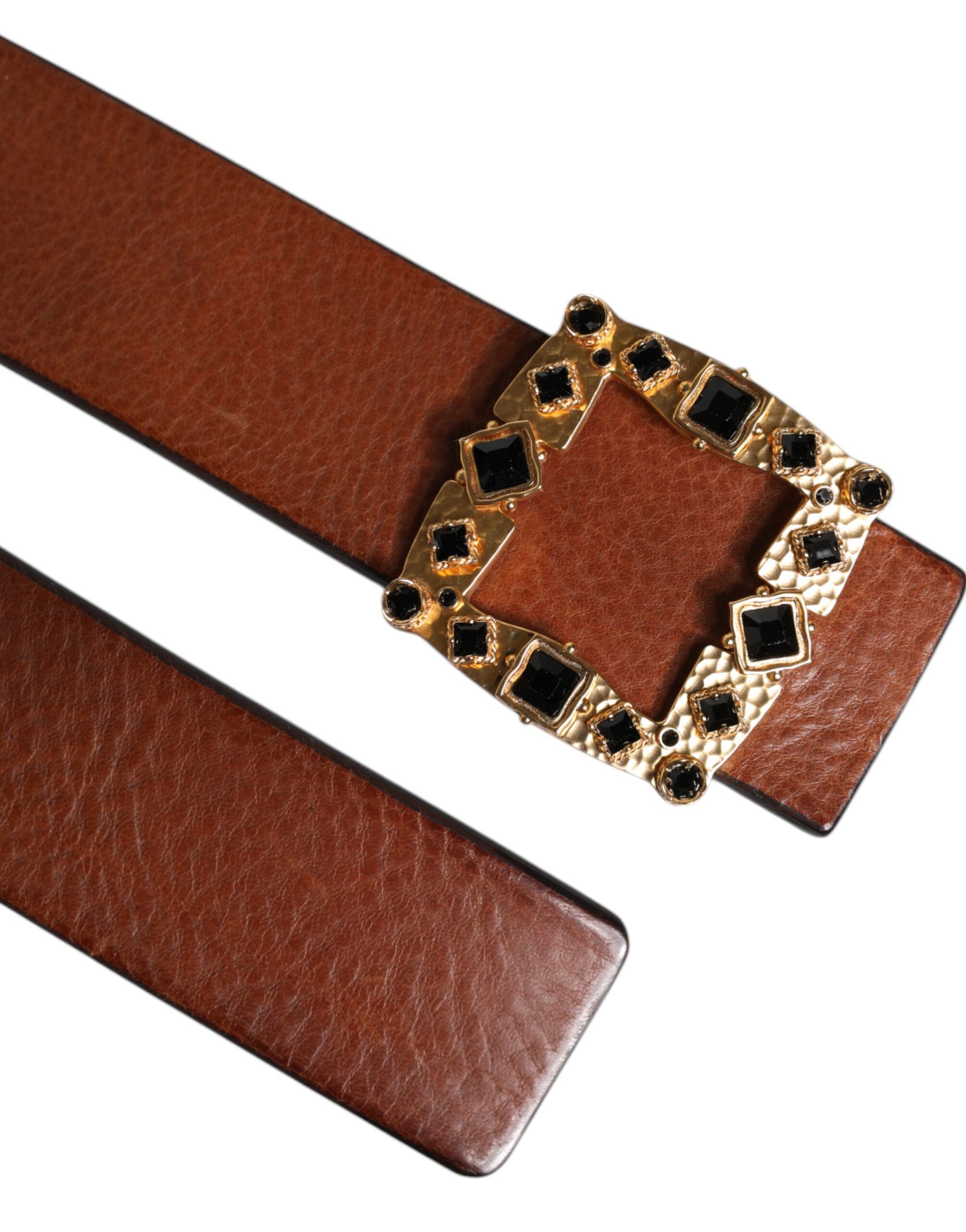 Leather Gold Crystal Buckle Men's Belt (Pre-Owned) - Dolce & Gabbana - Modalova