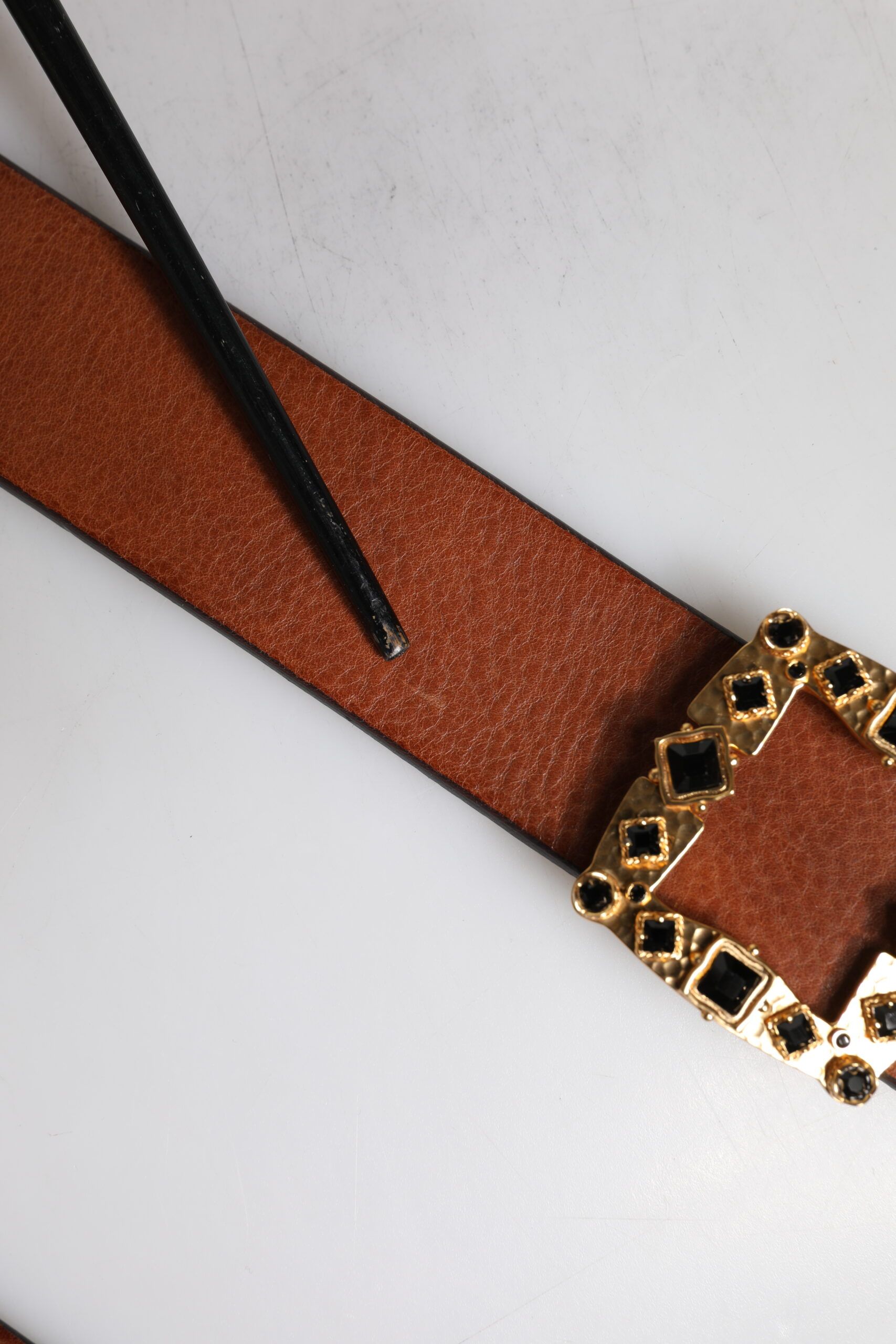 Leather Gold Crystal Buckle Men's Belt (Pre-Owned) - Dolce & Gabbana - Modalova