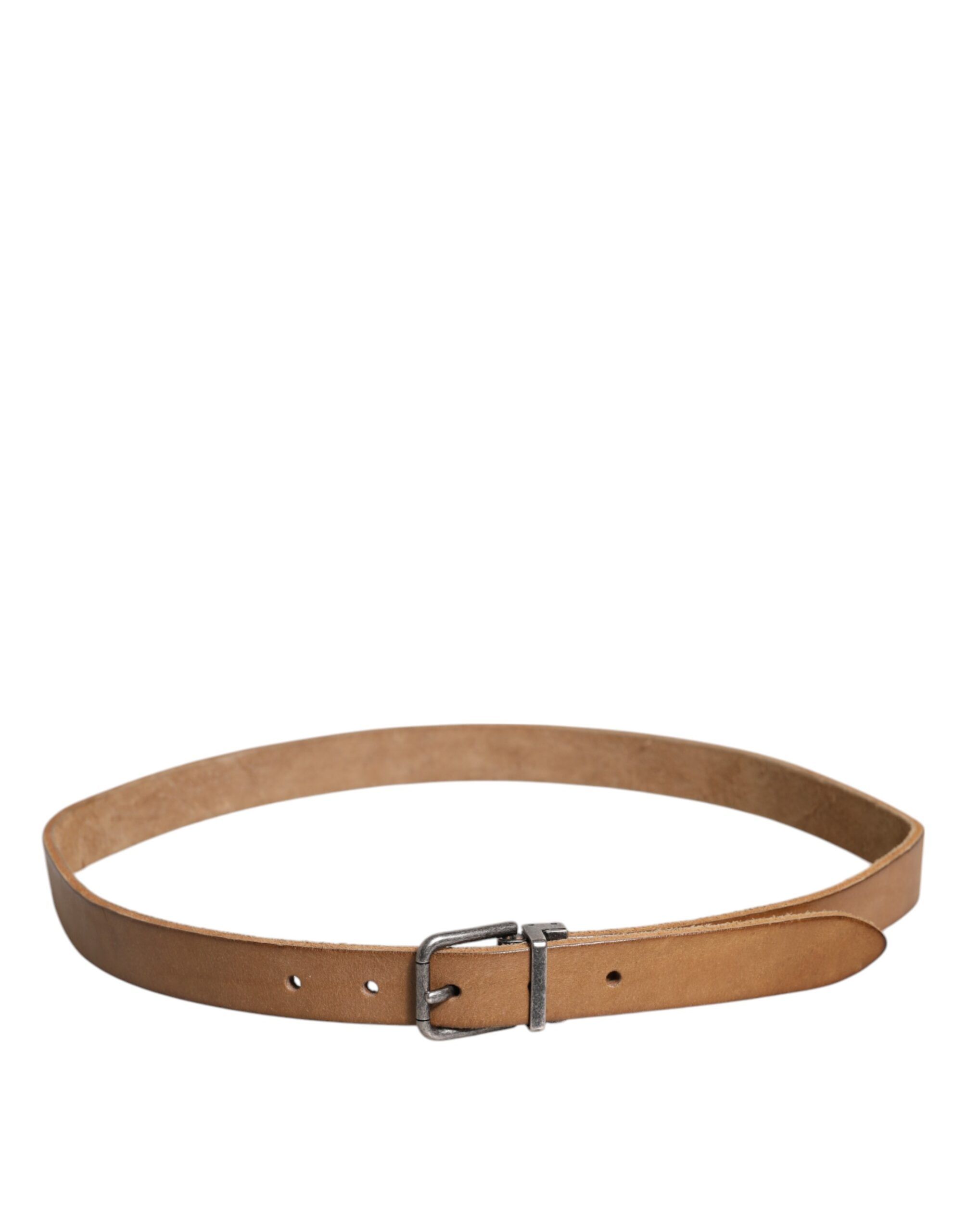 Leather Silver Tone Metal Buckle Men's Belt - Dolce & Gabbana - Modalova