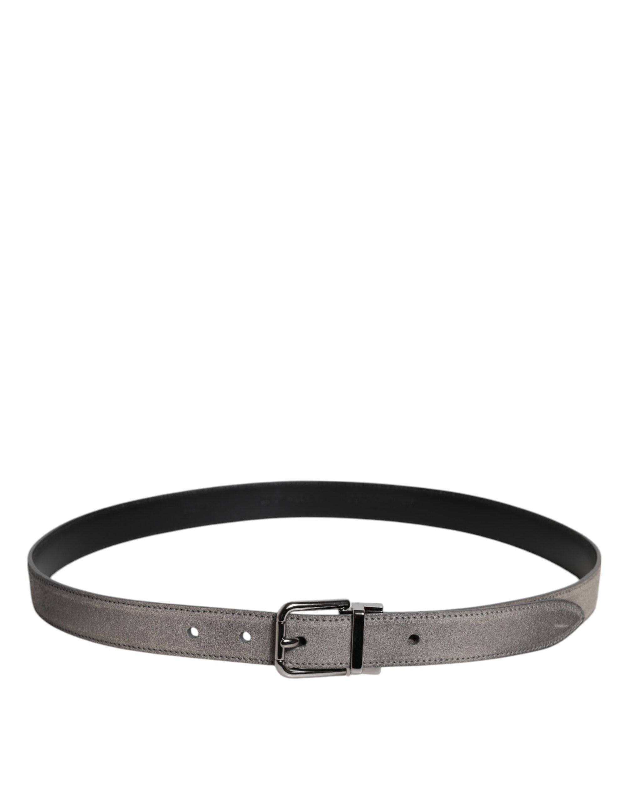 Leather Silver Tone Metal Buckle Men's Belt - Dolce & Gabbana - Modalova