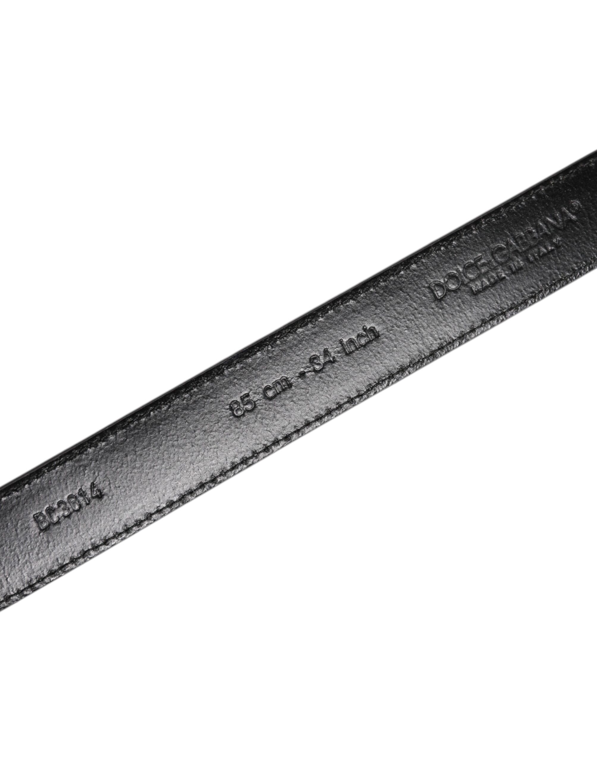 Leather Silver Tone Metal Buckle Men's Belt - Dolce & Gabbana - Modalova