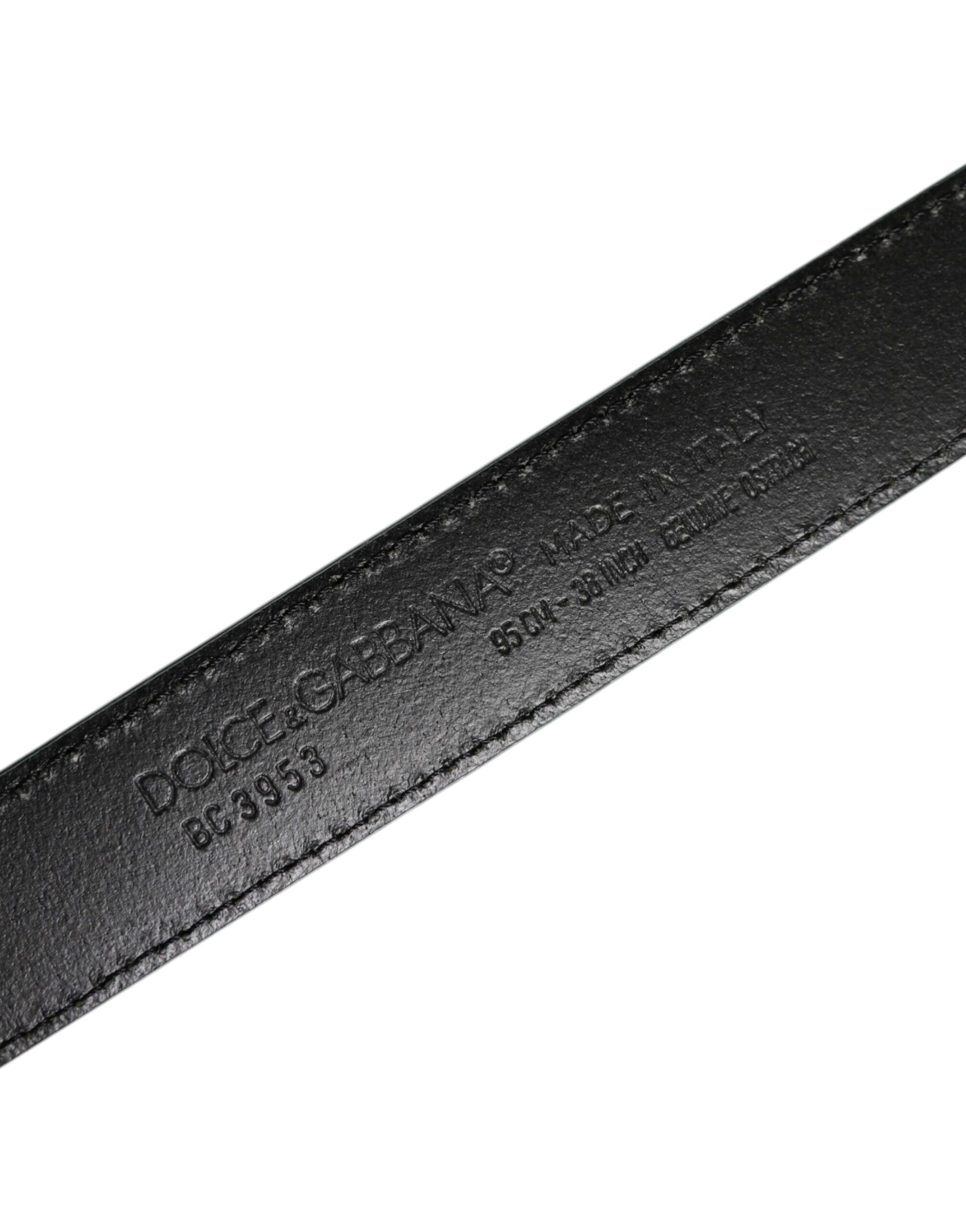 Leather Silver Tone Metal Buckle Men's Belt - Dolce & Gabbana - Modalova