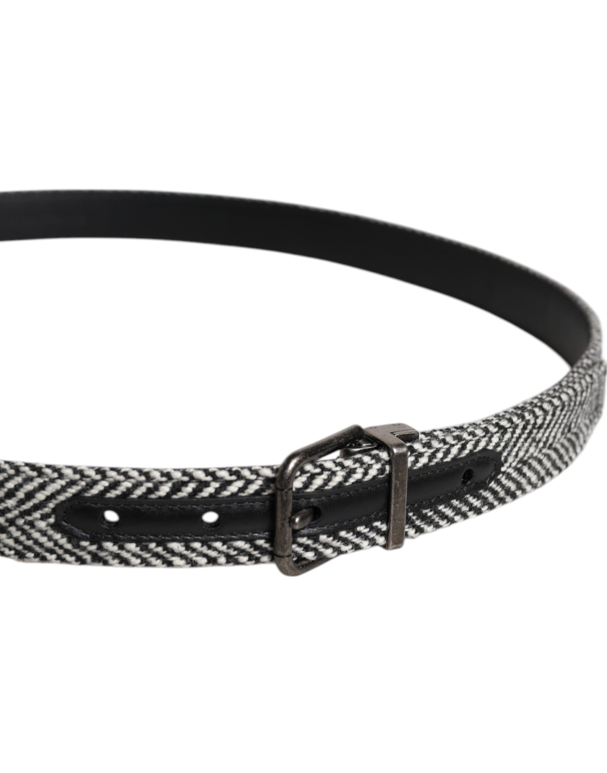 Black White Silver Tone Metal Buckle Men's Belt - Dolce & Gabbana - Modalova