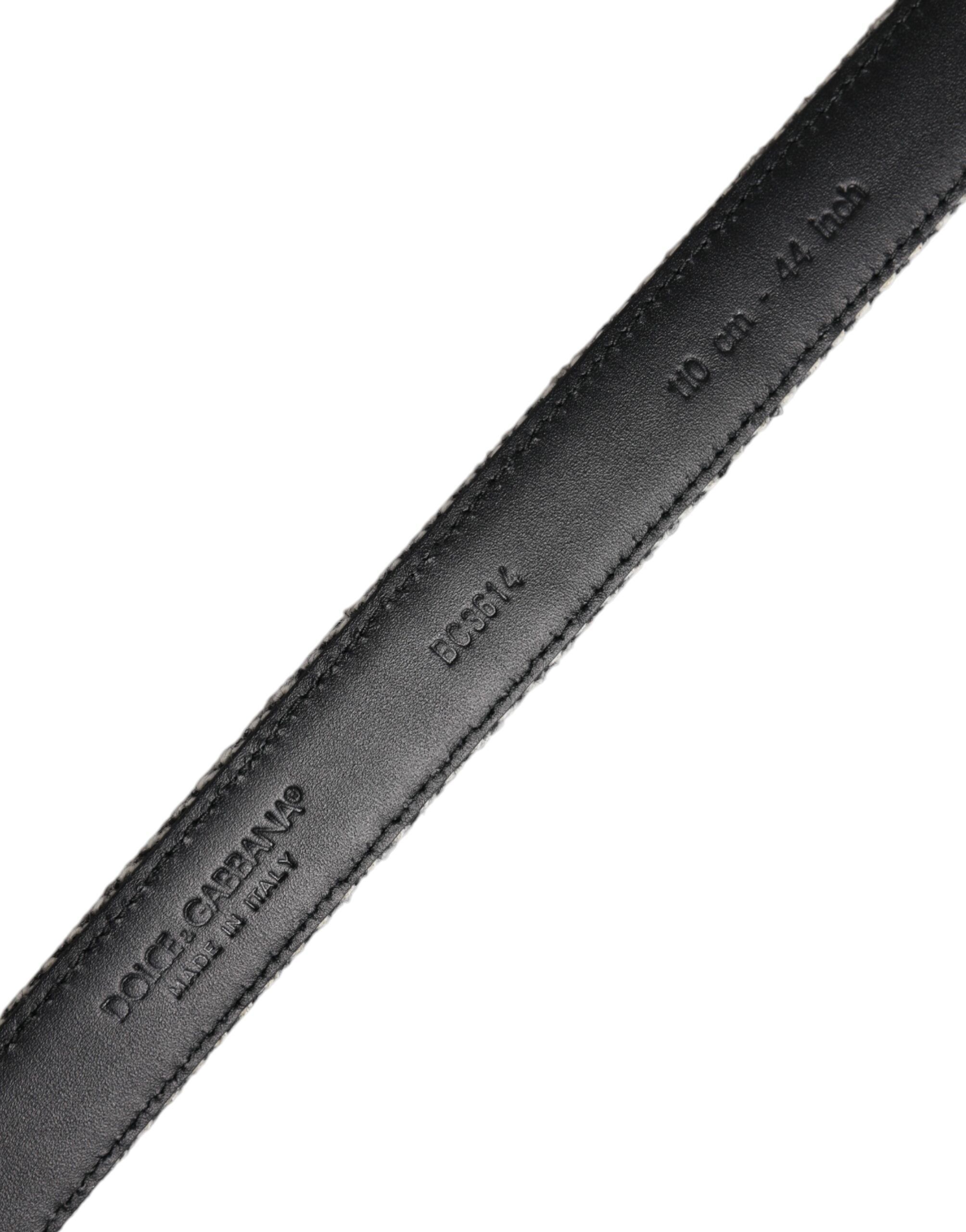 Black White Silver Tone Metal Buckle Men's Belt - Dolce & Gabbana - Modalova