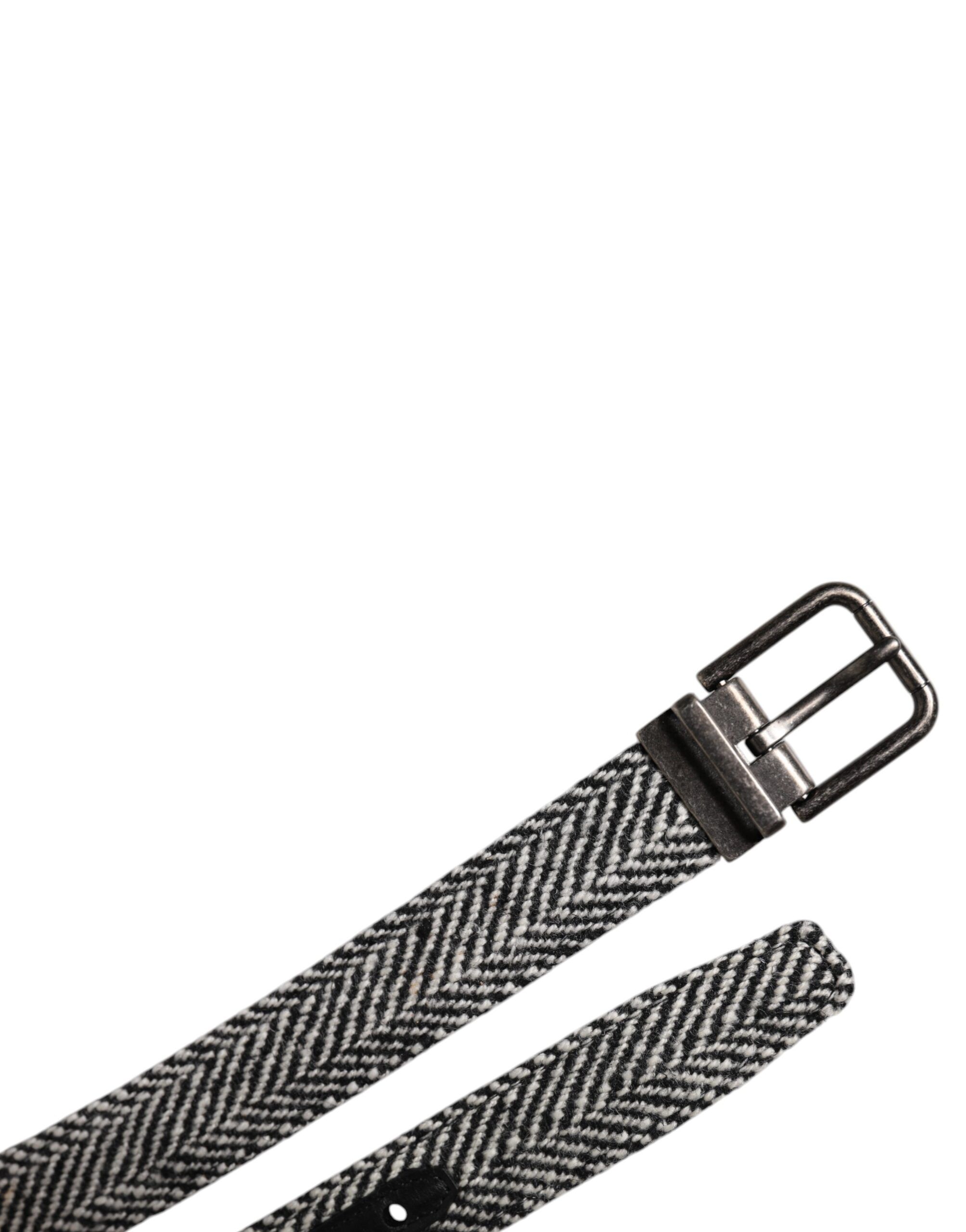 Black White Silver Tone Metal Buckle Men's Belt - Dolce & Gabbana - Modalova