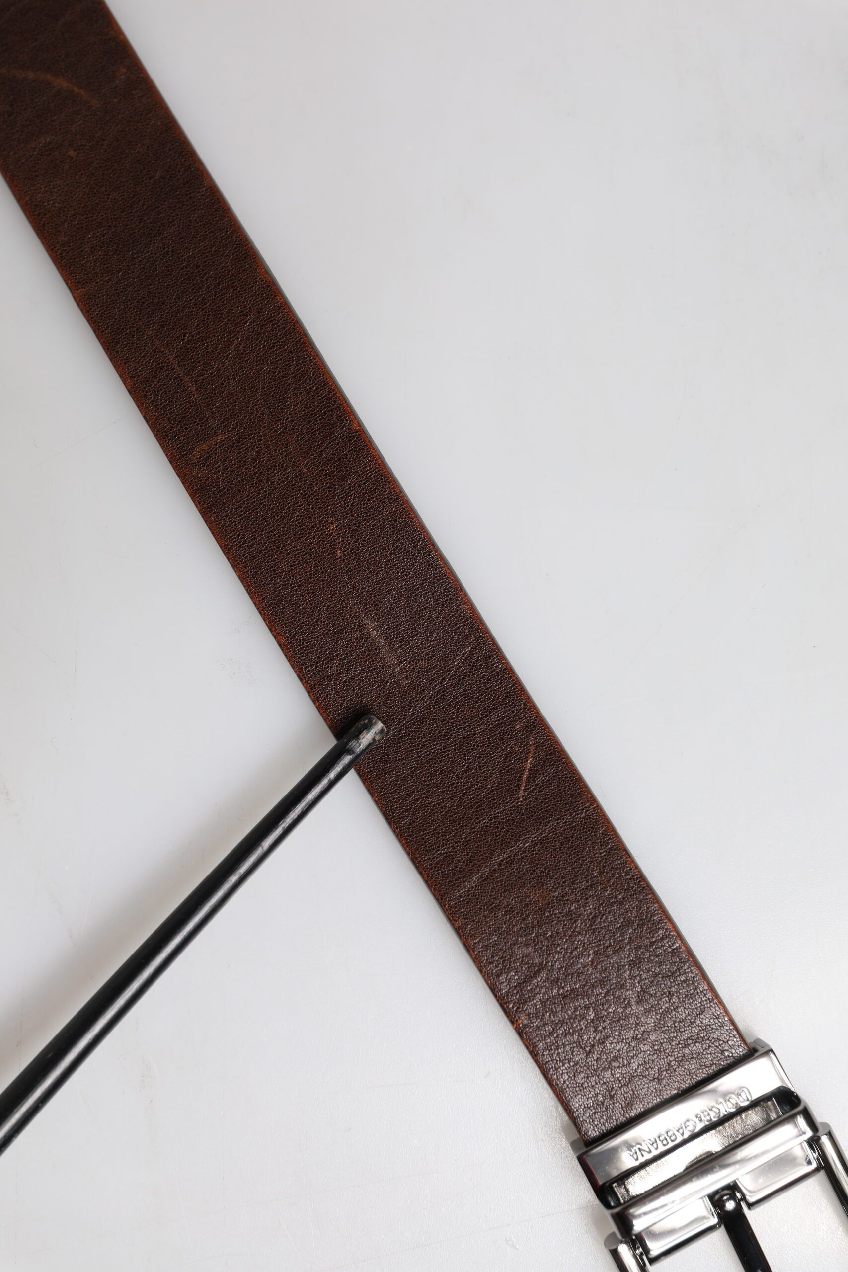 Leather Classic Metal Logo Buckle Men's Belt (Pre-Owned) - Dolce & Gabbana - Modalova
