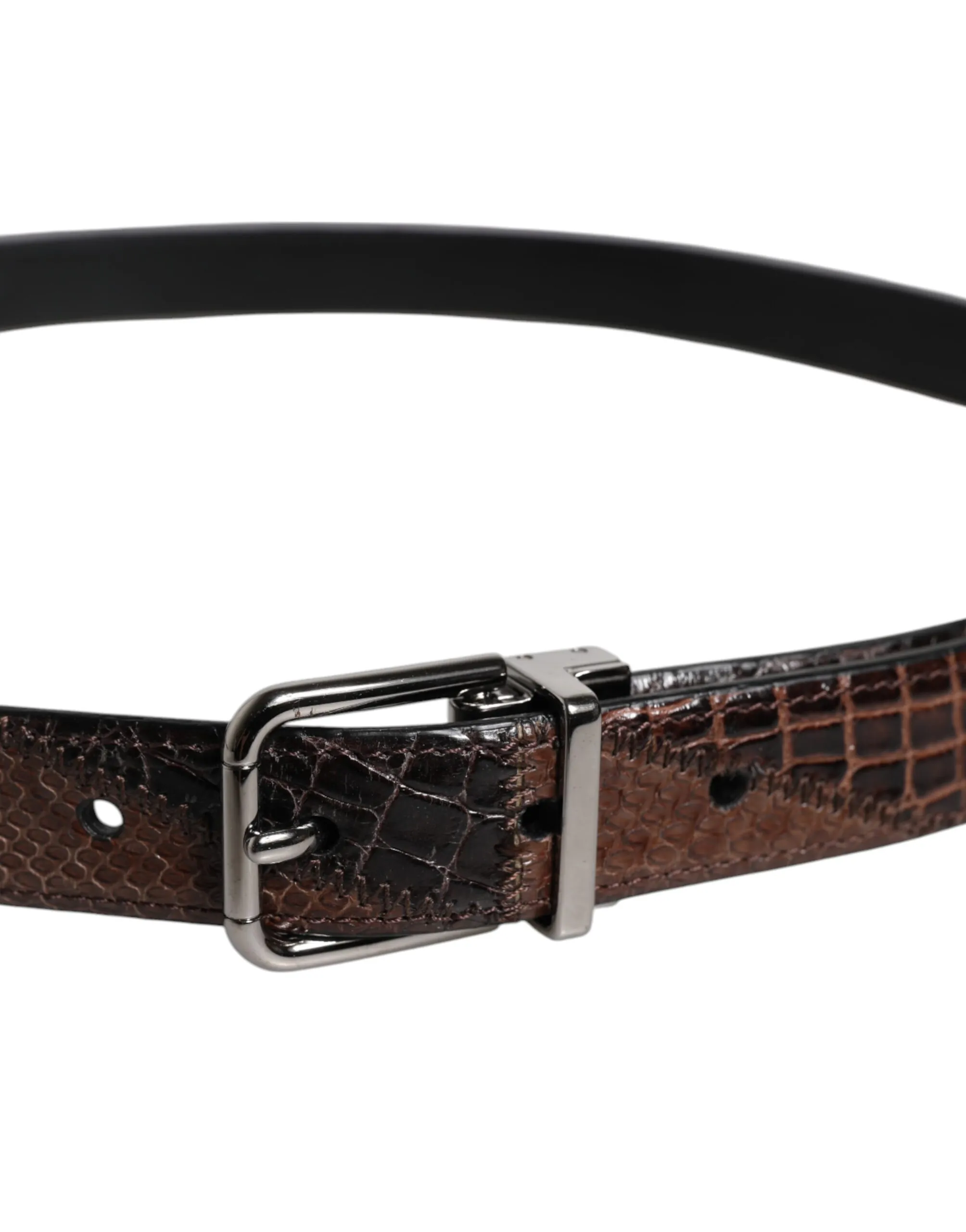 Exotic Leather Metal Logo Buckle Men's Belt (Pre-Owned) - Dolce & Gabbana - Modalova