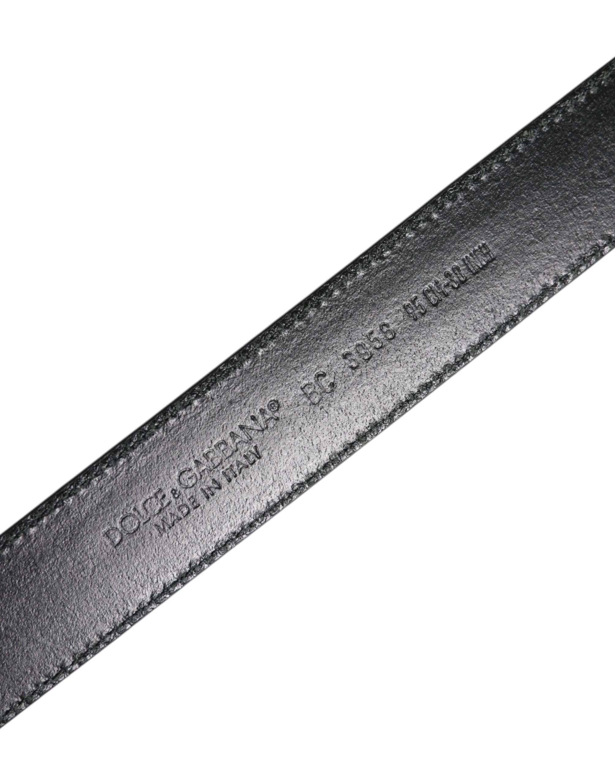 Black Brown Leather Classic Metal Buckle Men's Belt - Dolce & Gabbana - Modalova