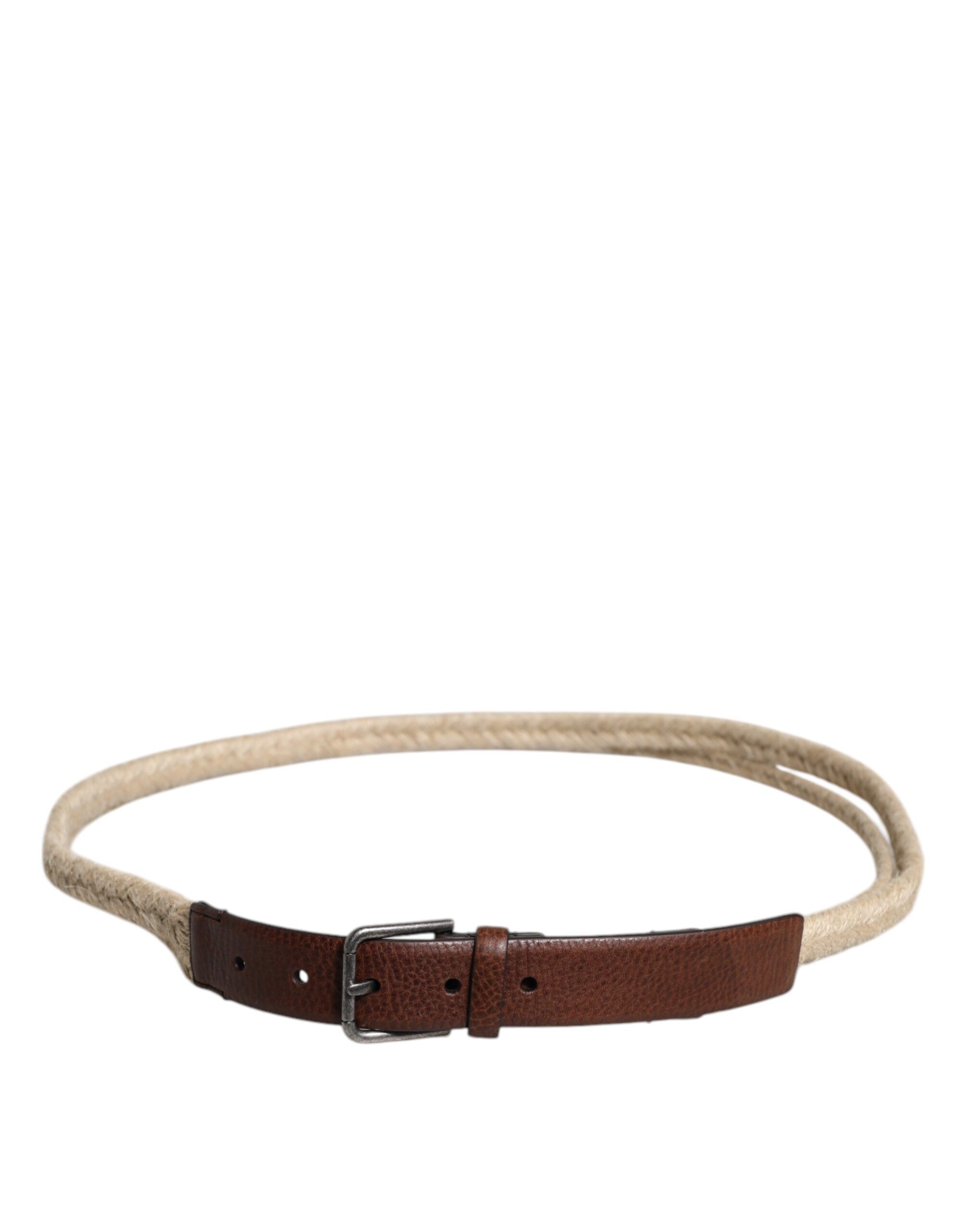Jute Leather Woven Metal Buckle Men's Belt - Dolce & Gabbana - Modalova