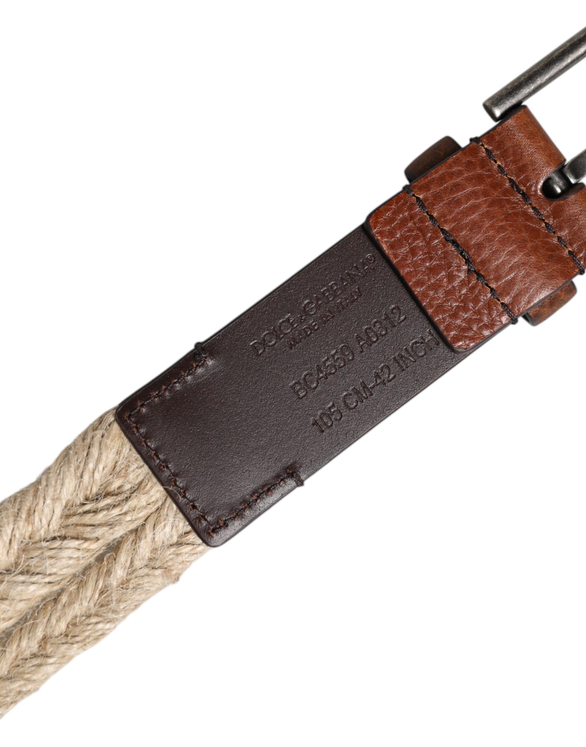 Jute Leather Woven Metal Buckle Men's Belt - Dolce & Gabbana - Modalova