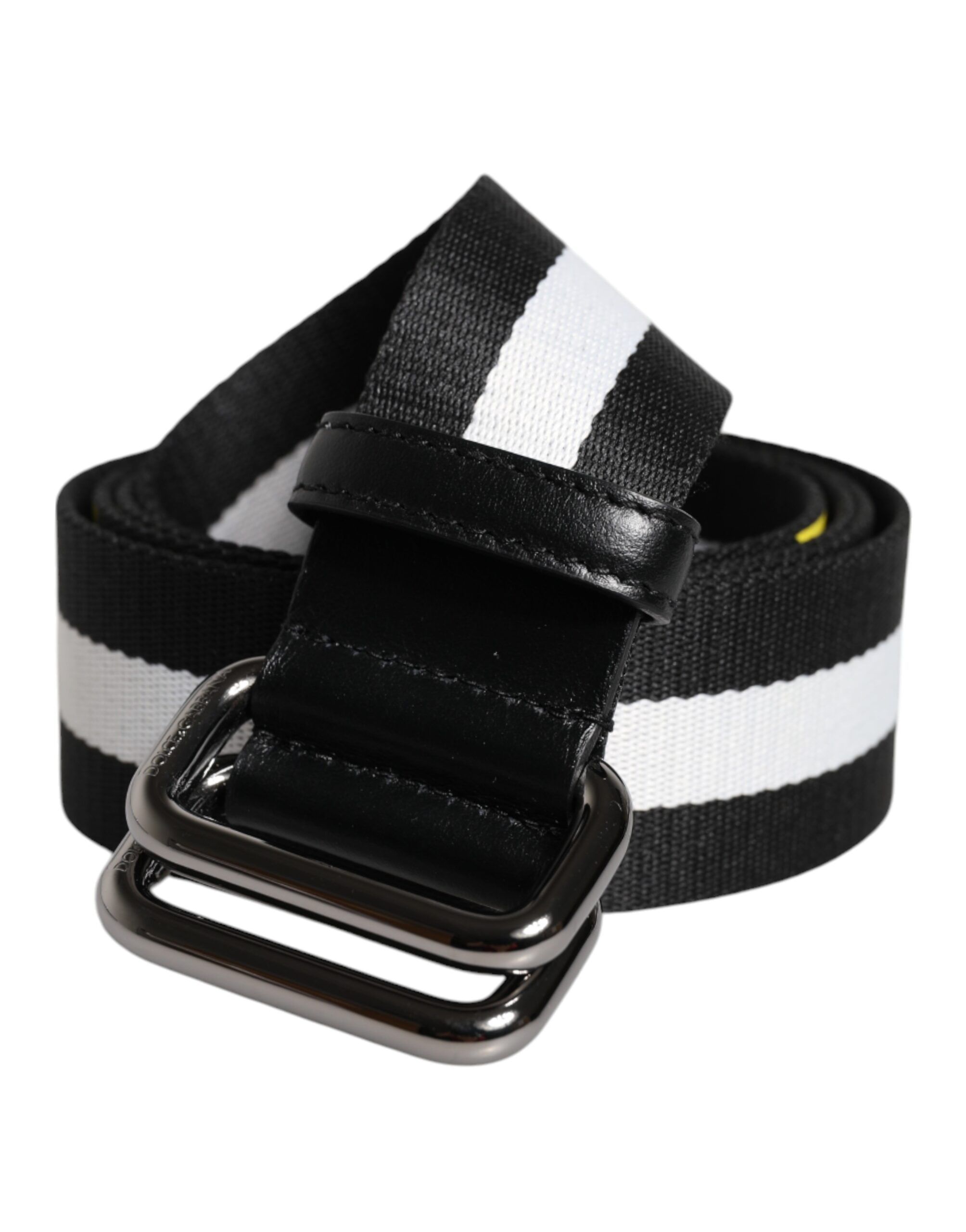 Yellow Logo Striped Metal Buckle Men's Belt - Dolce & Gabbana - Modalova