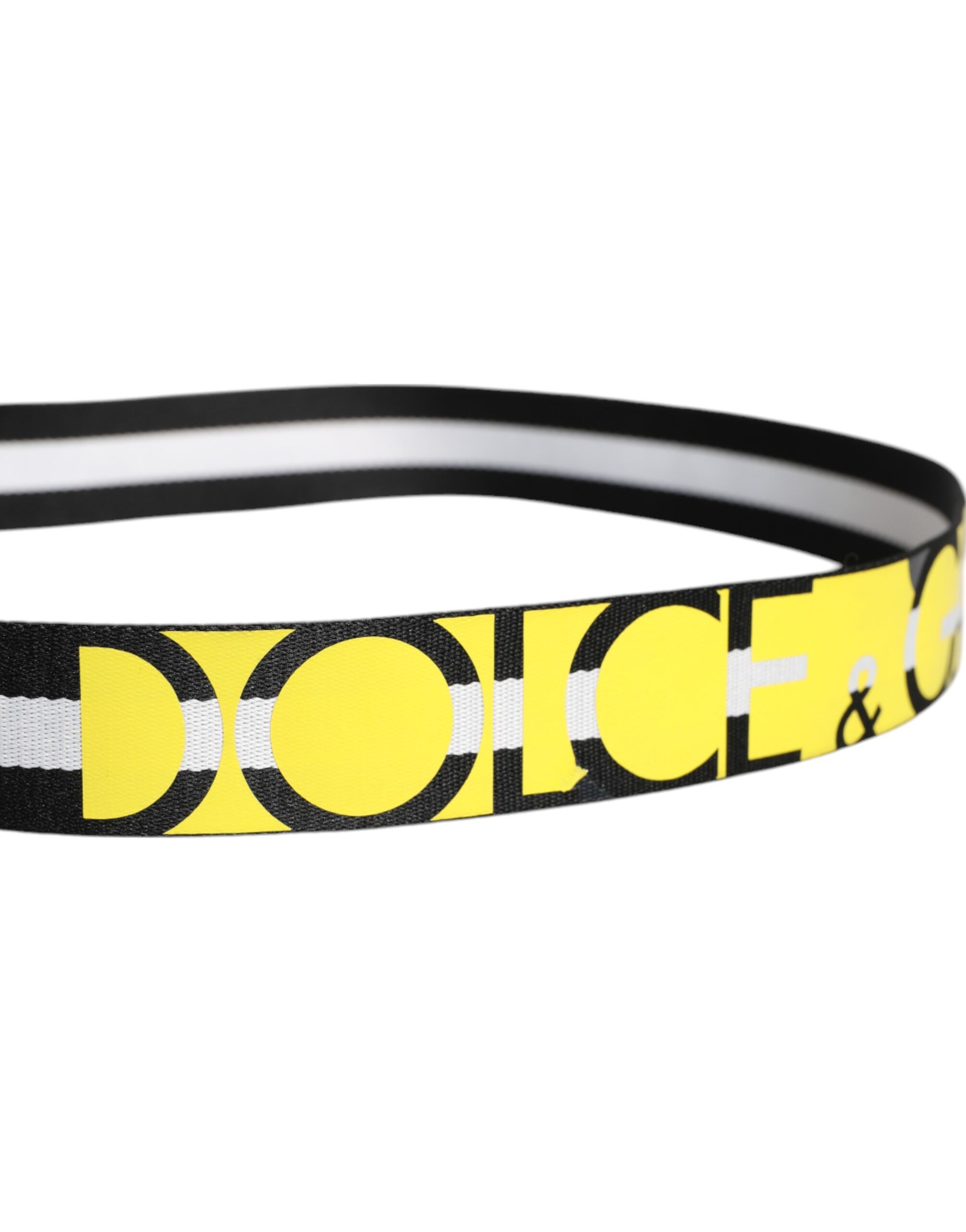 Yellow Logo Striped Metal Buckle Men's Belt - Dolce & Gabbana - Modalova