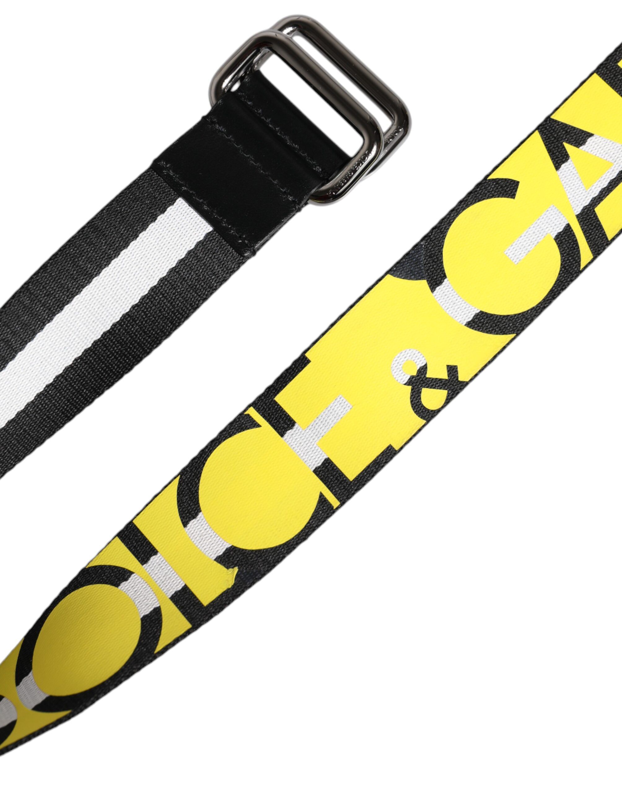 Yellow Logo Striped Metal Buckle Men's Belt - Dolce & Gabbana - Modalova