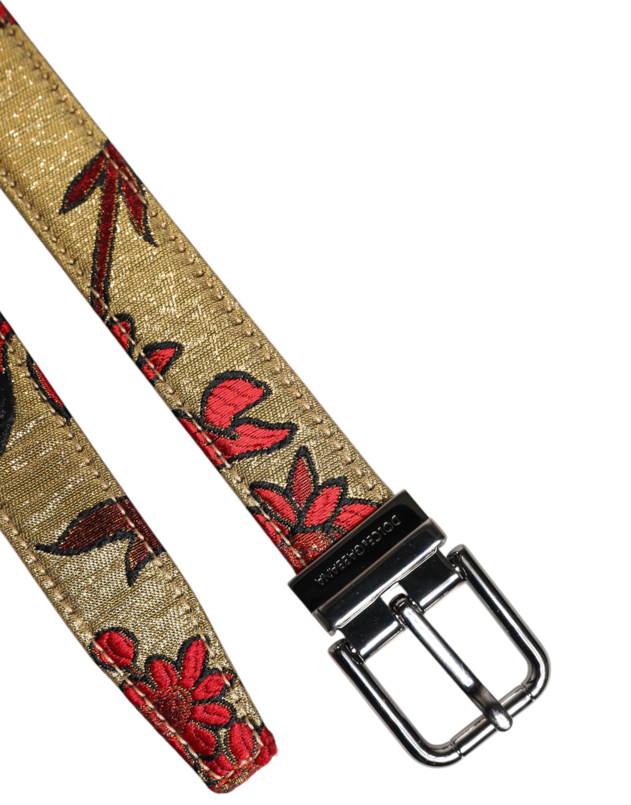 Floral Jacquard Leather Metal Buckle Men's Belt (Pre-Owned) - Dolce & Gabbana - Modalova