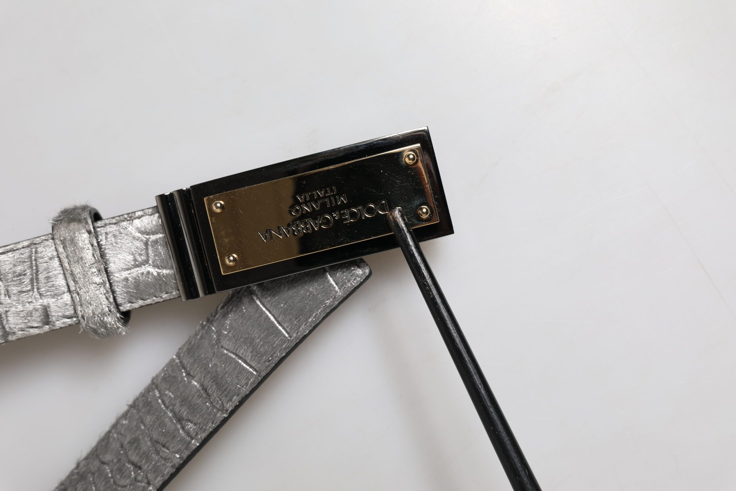 Classic Gold Logo Plaque Buckle Men's Belt (Pre-Owned) - Dolce & Gabbana - Modalova