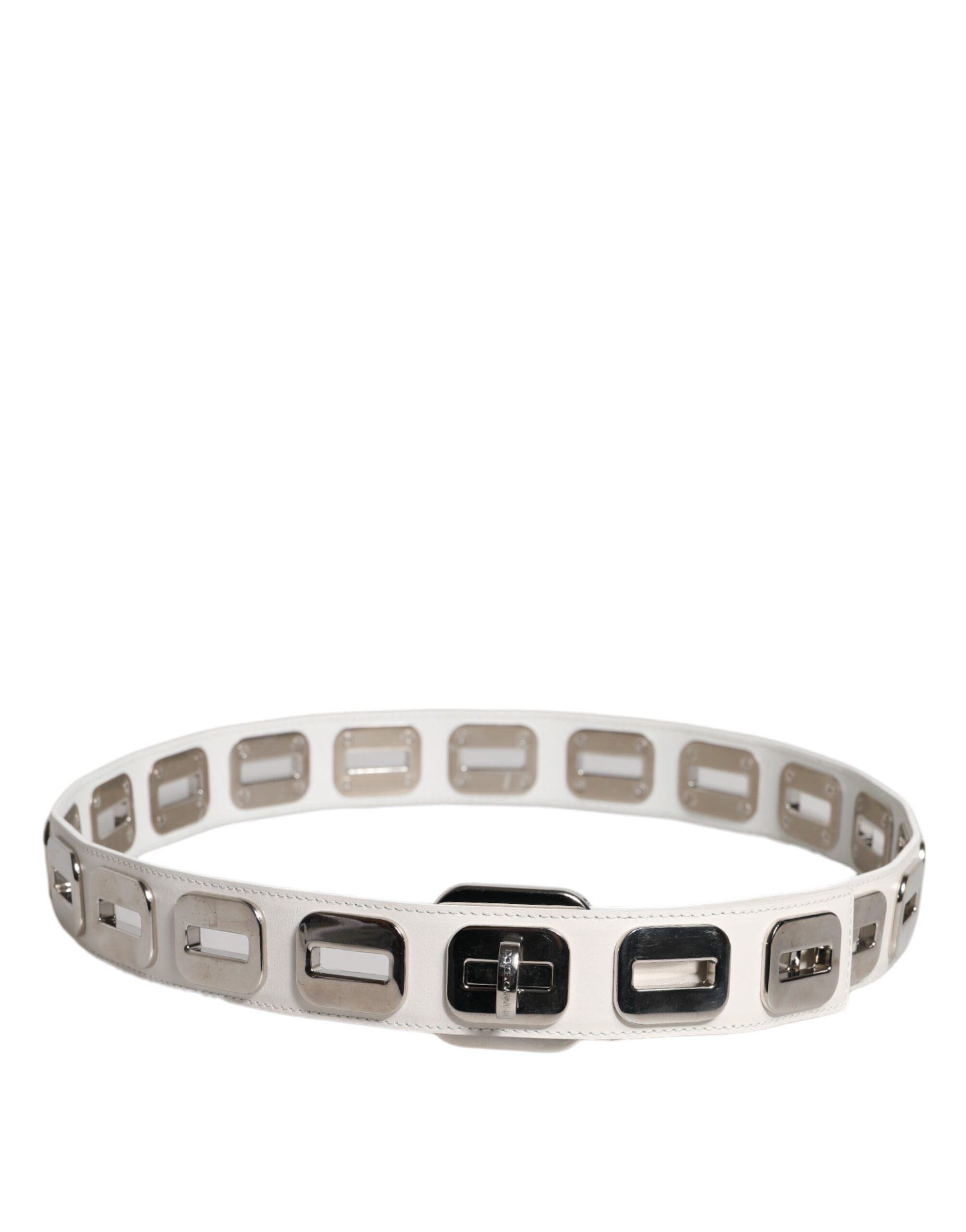 Leather Gold Tone Rotating Buckle Women's Belt - Dolce & Gabbana - Modalova