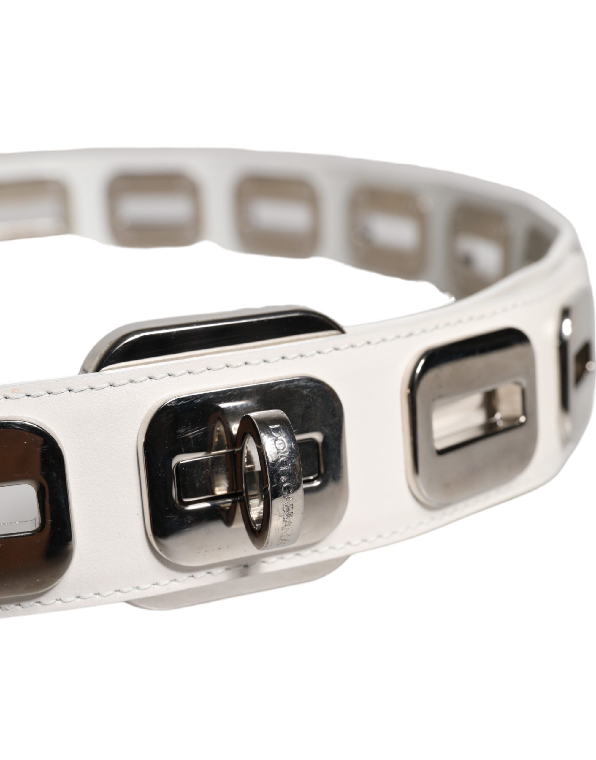 Leather Gold Tone Rotating Buckle Women's Belt - Dolce & Gabbana - Modalova