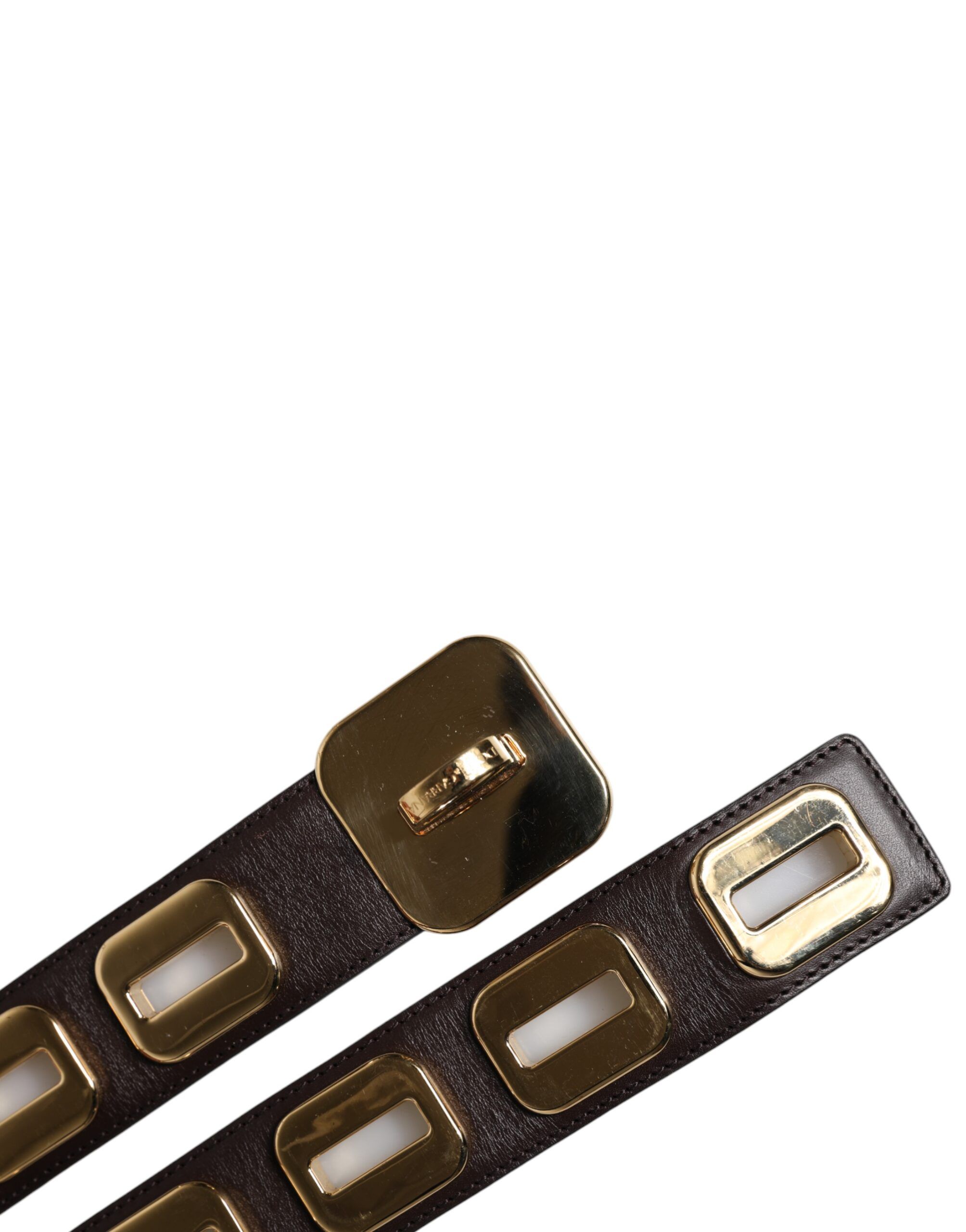Dark Leather Gold Rotating Buckle Women's Belt (Pre-Owned) - Dolce & Gabbana - Modalova