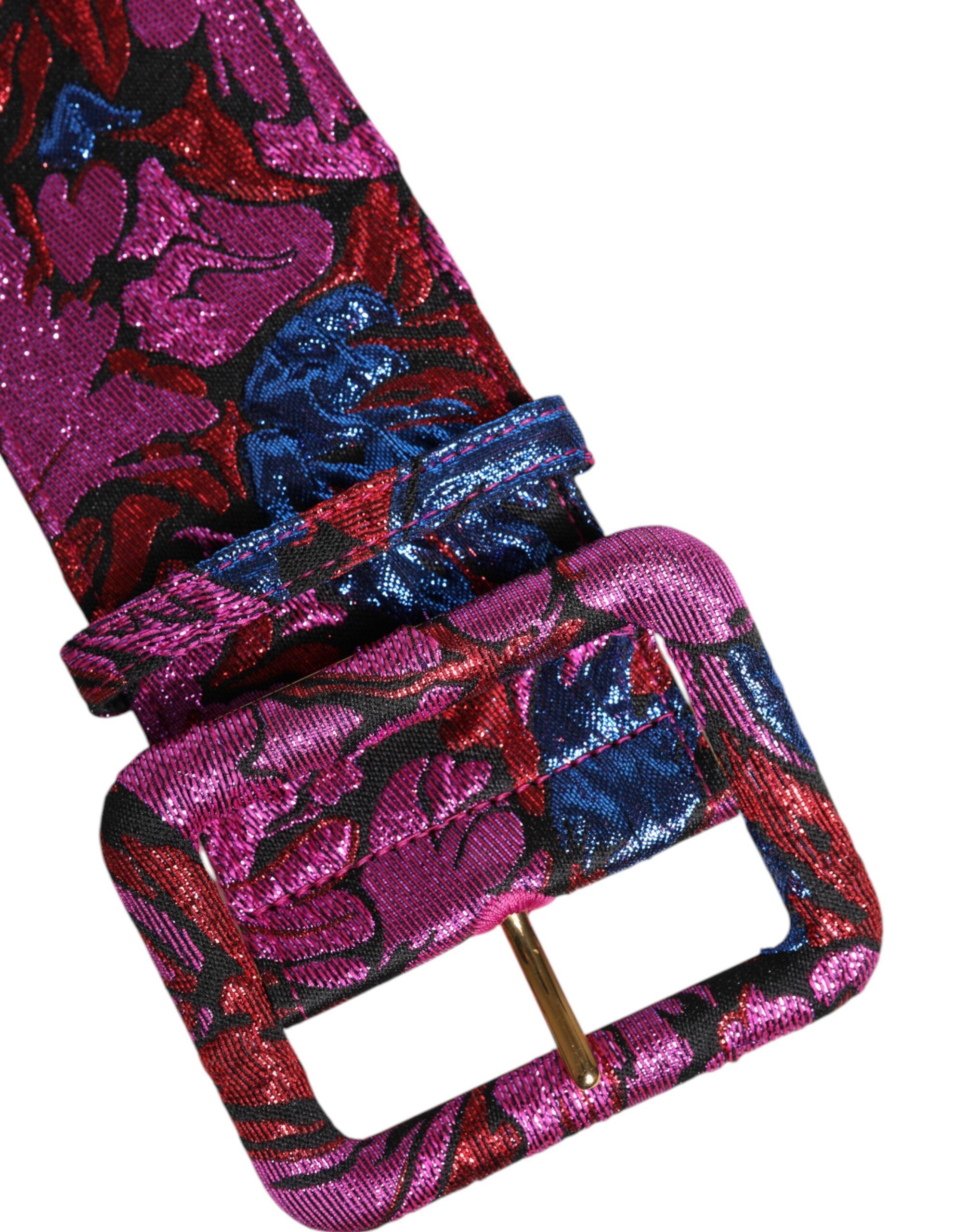 Floral Jacquard Lurex Wide Waist Buckle Women's Belt (Pre-Owned) - Dolce & Gabbana - Modalova