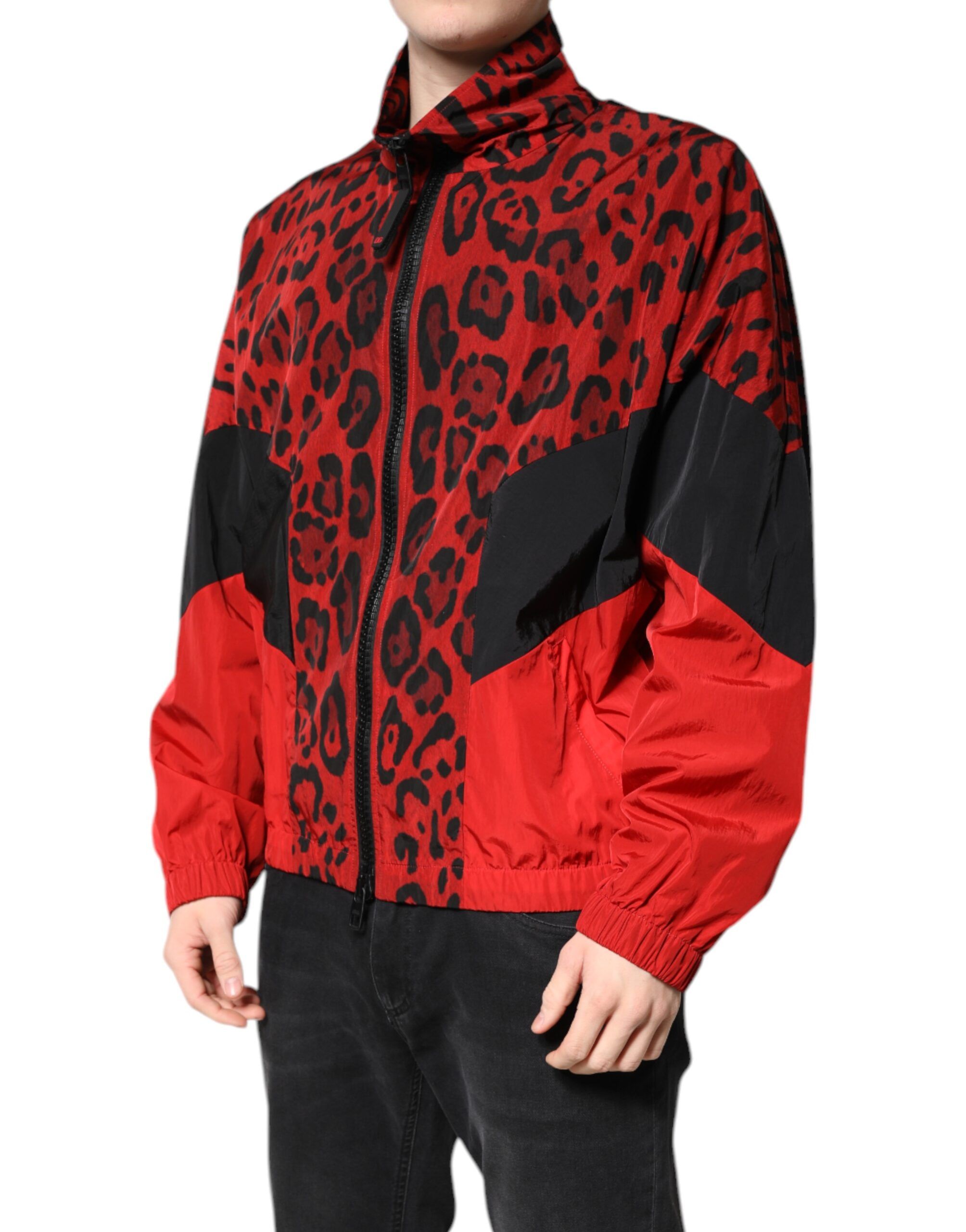 Leopard Nylon Bomber Full Zip Men's Jacket - Dolce & Gabbana - Modalova