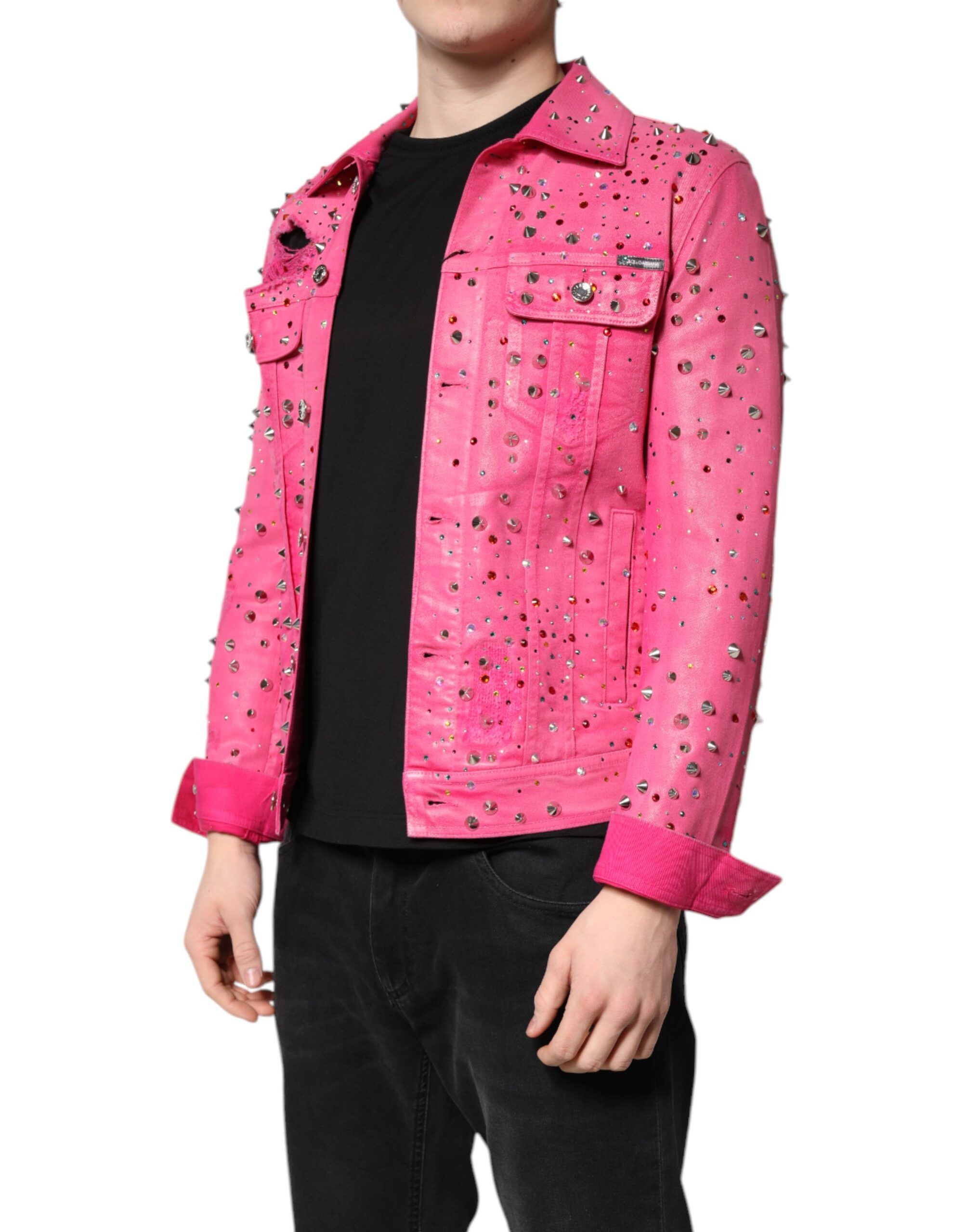 Crystal Embellished Cotton Denim Men's Jacket - Dolce & Gabbana - Modalova