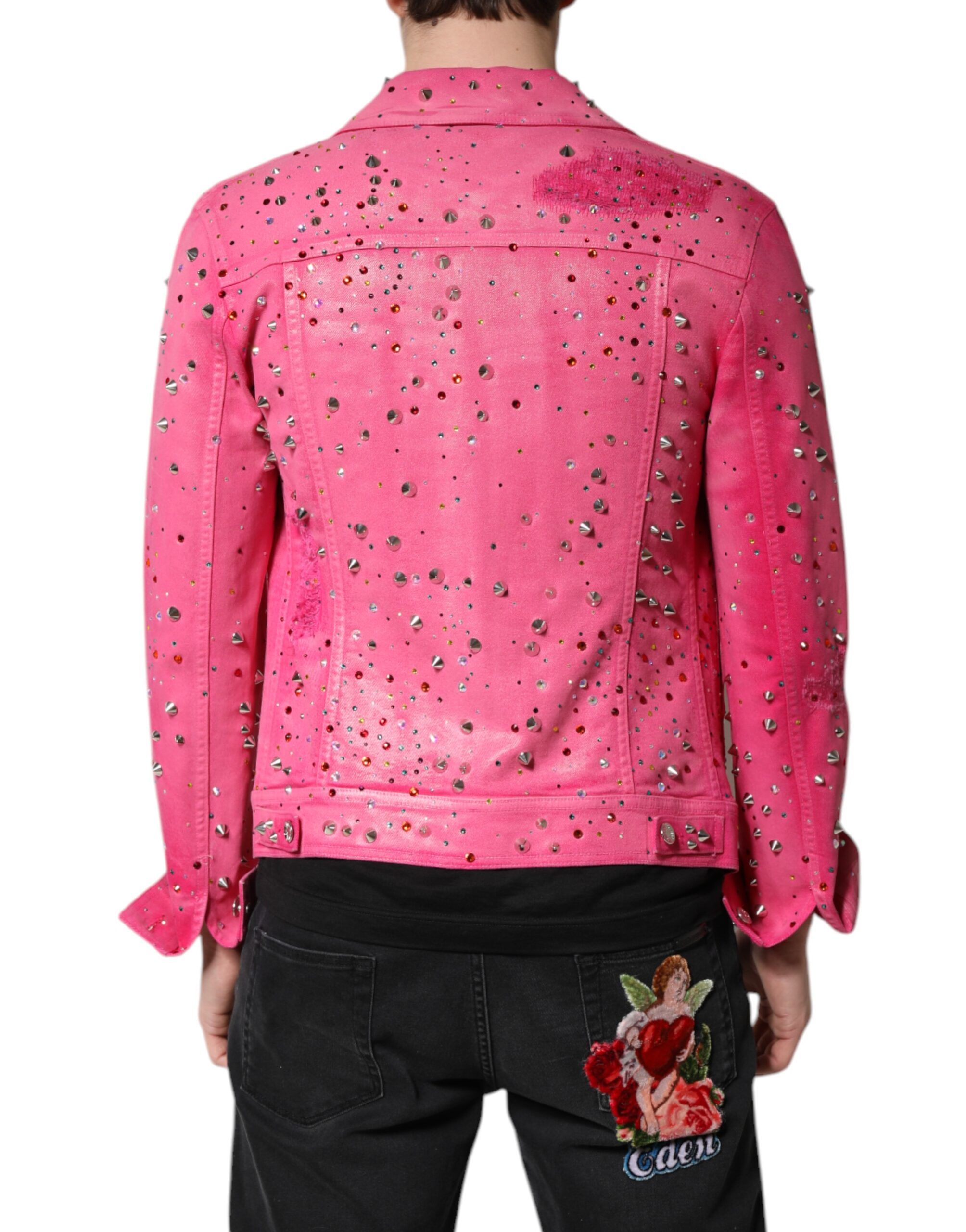 Crystal Embellished Cotton Denim Men's Jacket - Dolce & Gabbana - Modalova