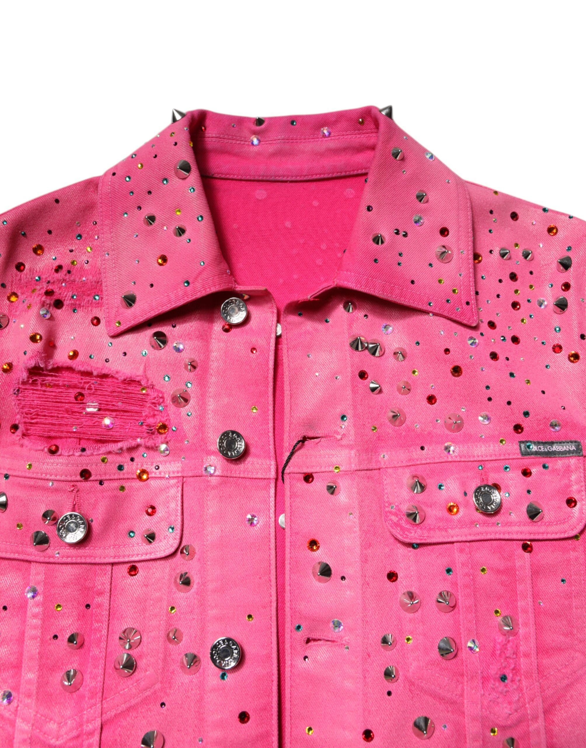 Crystal Embellished Cotton Denim Men's Jacket - Dolce & Gabbana - Modalova