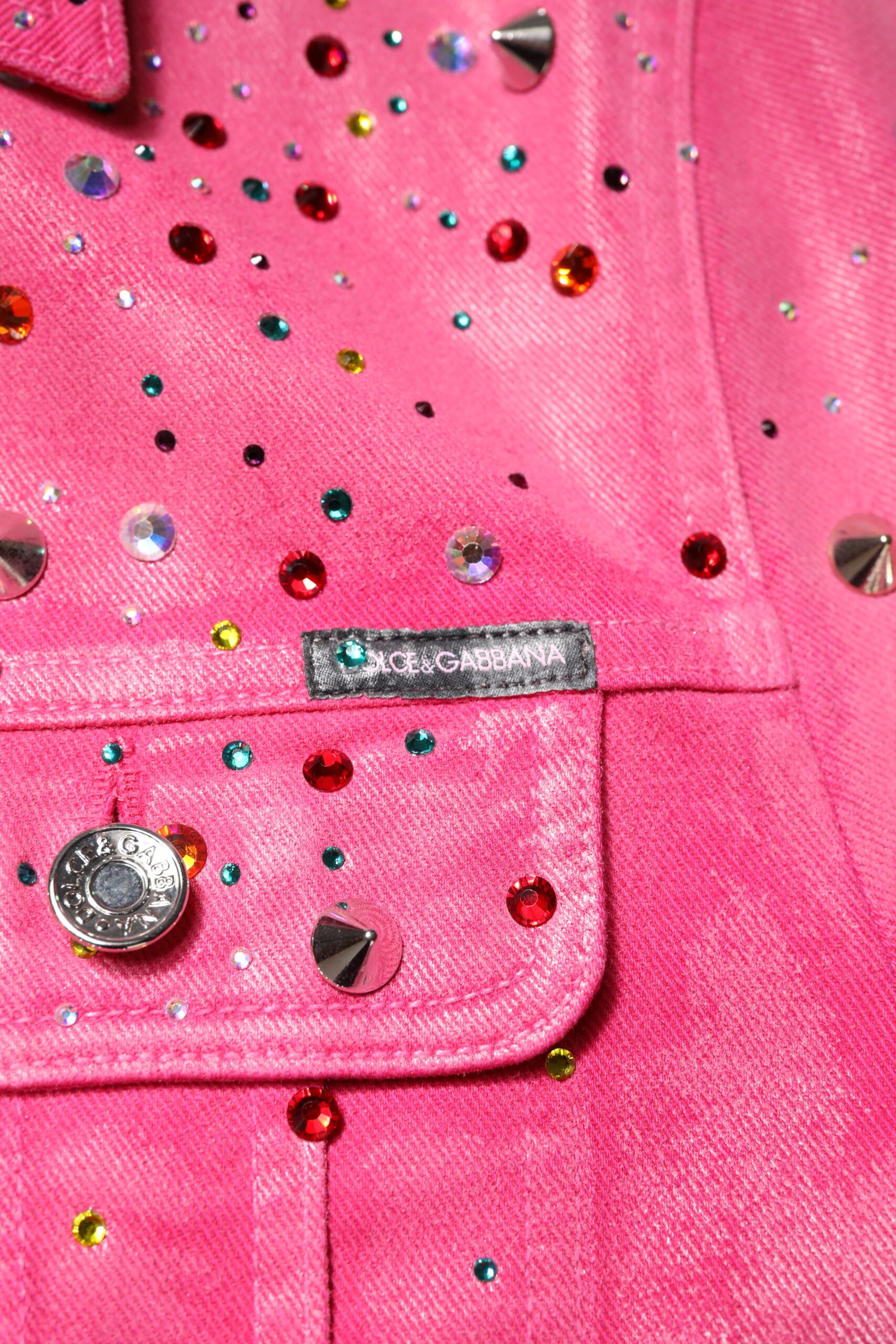 Crystal Embellished Cotton Denim Men's Jacket - Dolce & Gabbana - Modalova