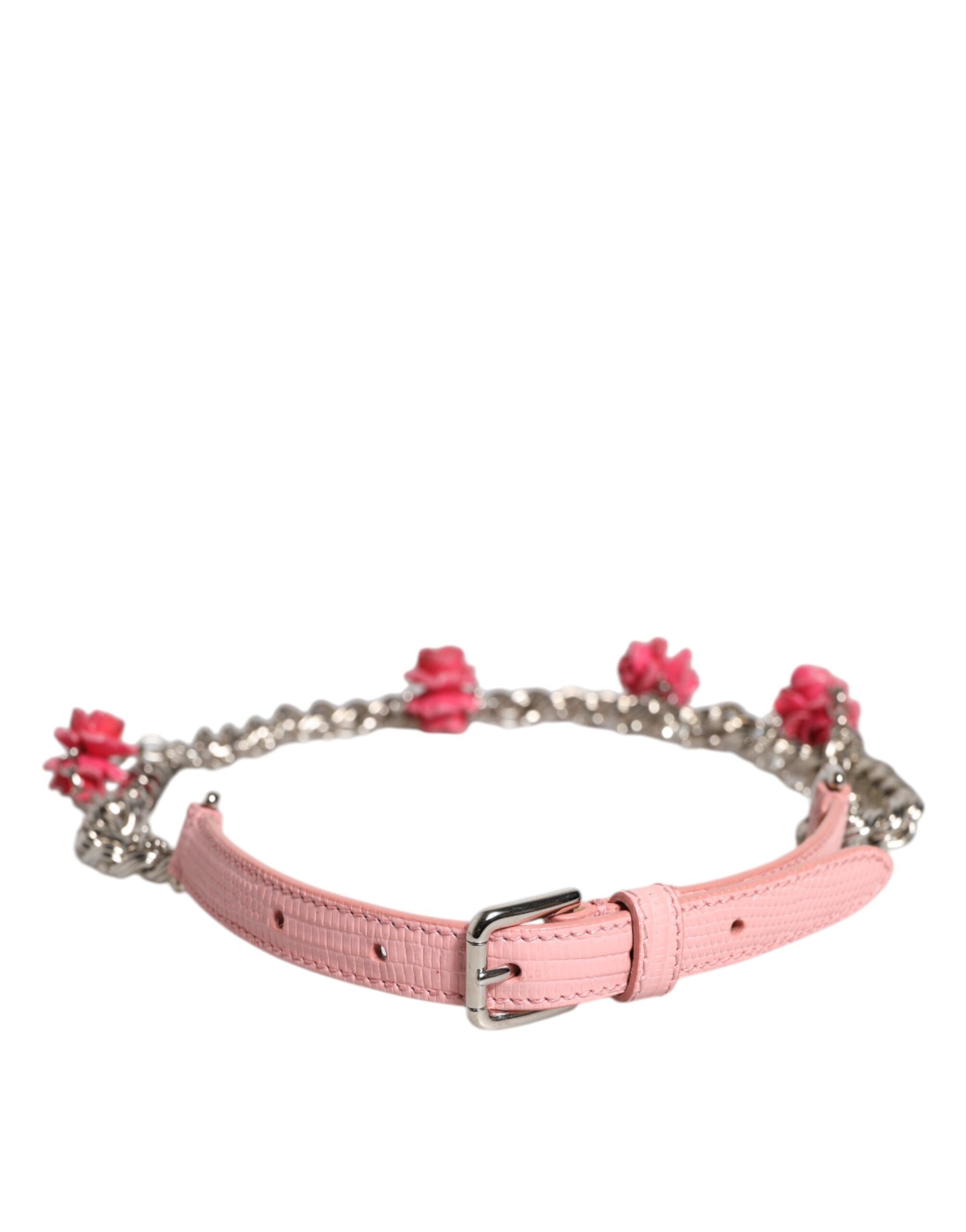 Embelished Roses Textured Leather Women's Belt - Dolce & Gabbana - Modalova
