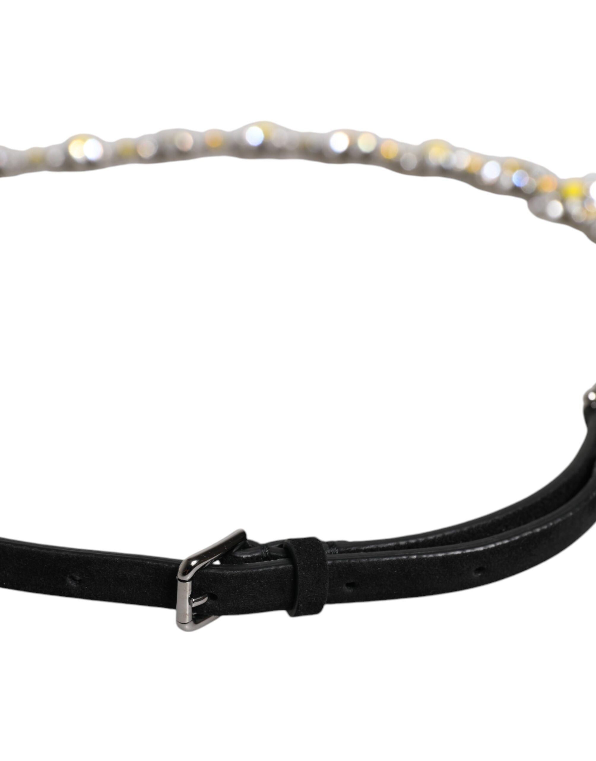 Leather Daisy Crystal Embellish Waist Women's Belt - Dolce & Gabbana - Modalova