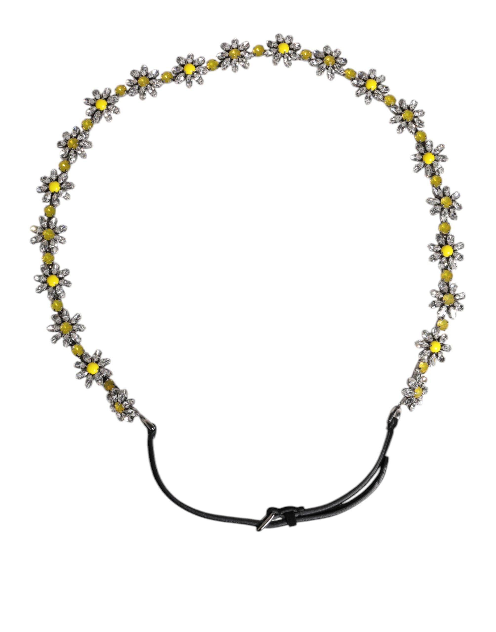Leather Daisy Crystal Embellish Waist Women's Belt - Dolce & Gabbana - Modalova