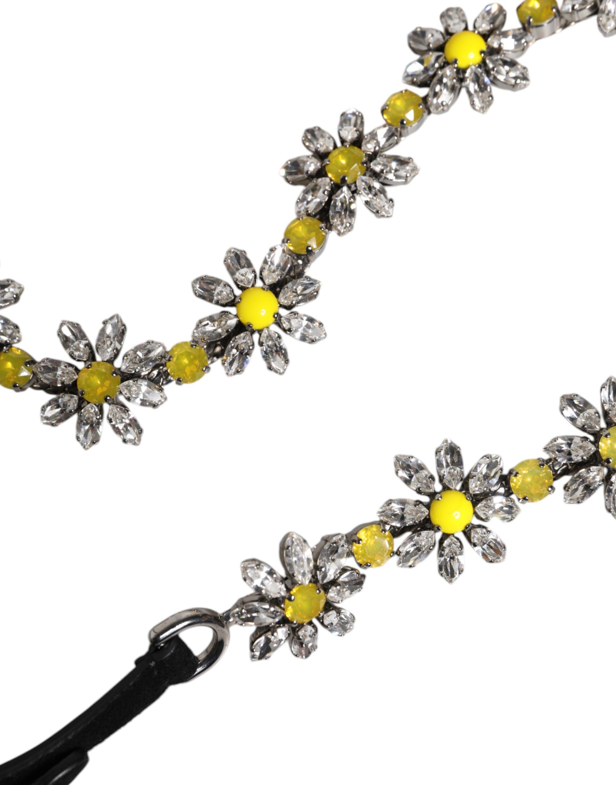 Leather Daisy Crystal Embellish Waist Women's Belt - Dolce & Gabbana - Modalova