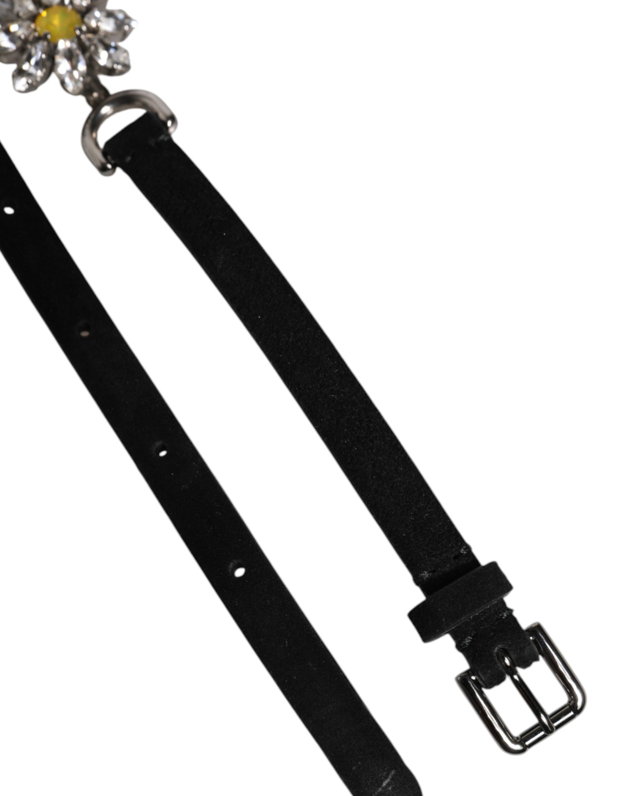 Leather Daisy Crystal Embellish Waist Women's Belt - Dolce & Gabbana - Modalova