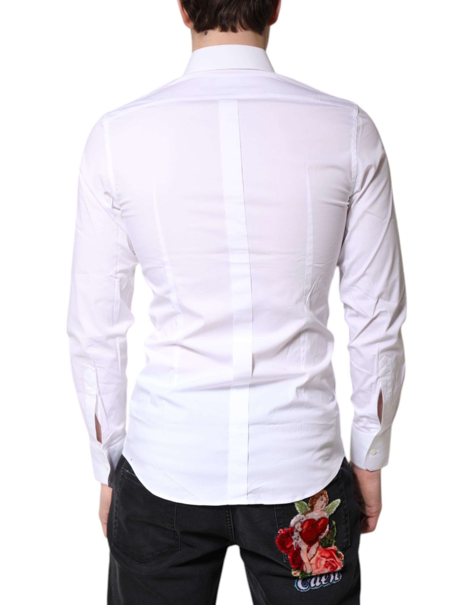 Cotton Stretch GOLD Dress Formal Men's Shirt (Pre-Owned) - Dolce & Gabbana - Modalova