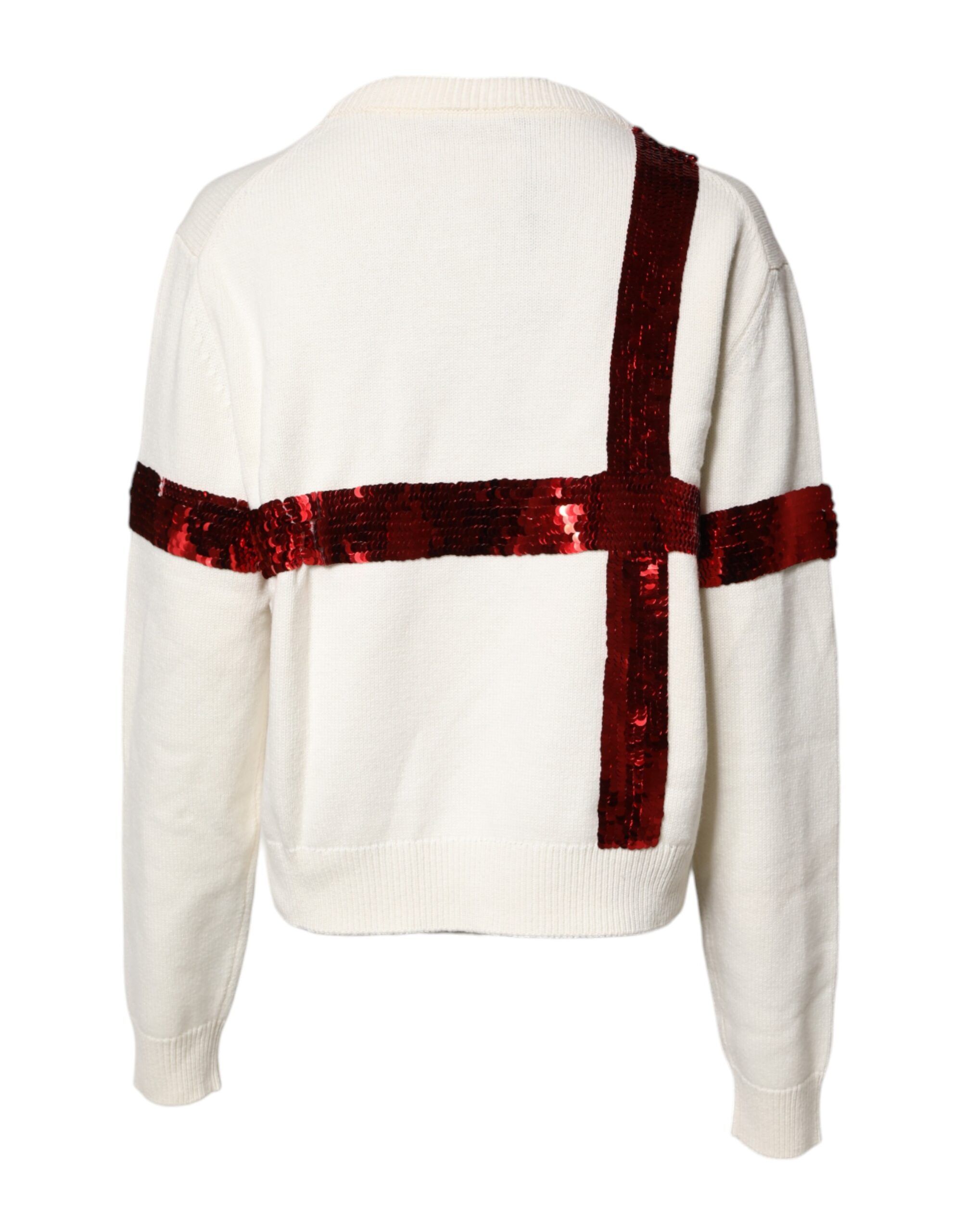 White Sequined Crew Neck Pullover Women's Sweater (Pre-Owned) - Dolce & Gabbana - Modalova