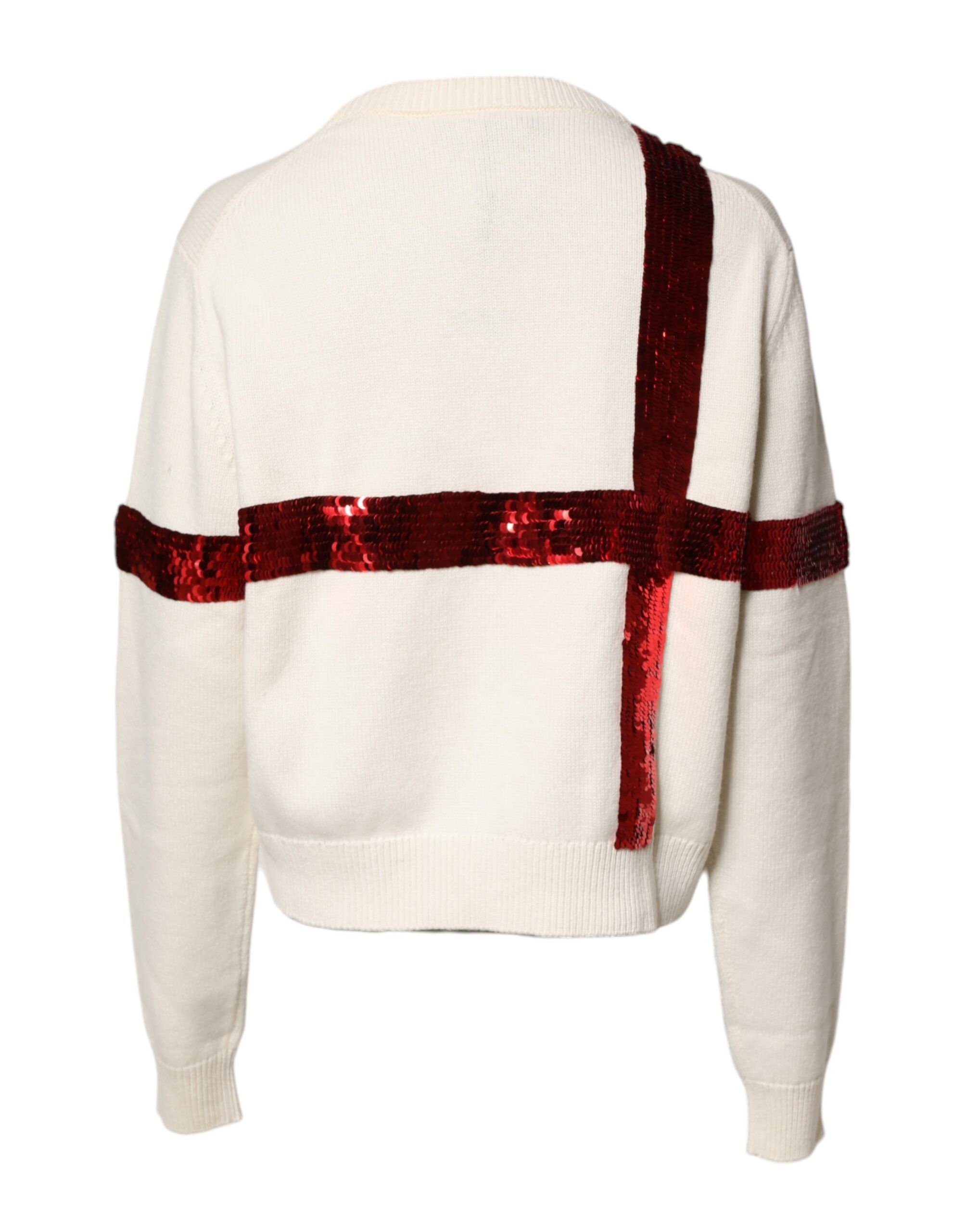 White Sequined Crew Neck Pullover Women's Sweater (Pre-Owned) - Dolce & Gabbana - Modalova