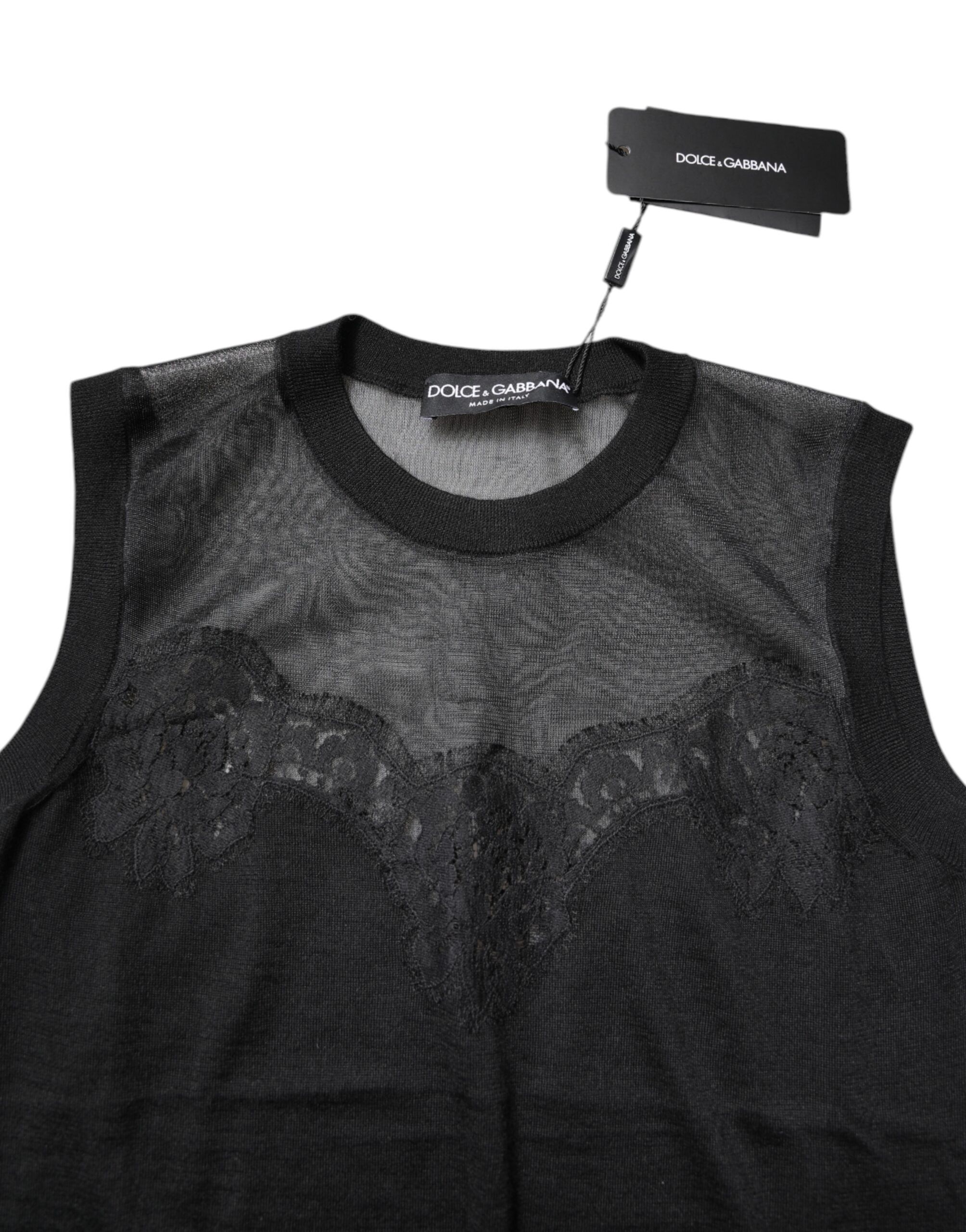 Lace Sheer Crew Neck Sleeveless Women's Top (Pre-Owned) - Dolce & Gabbana - Modalova