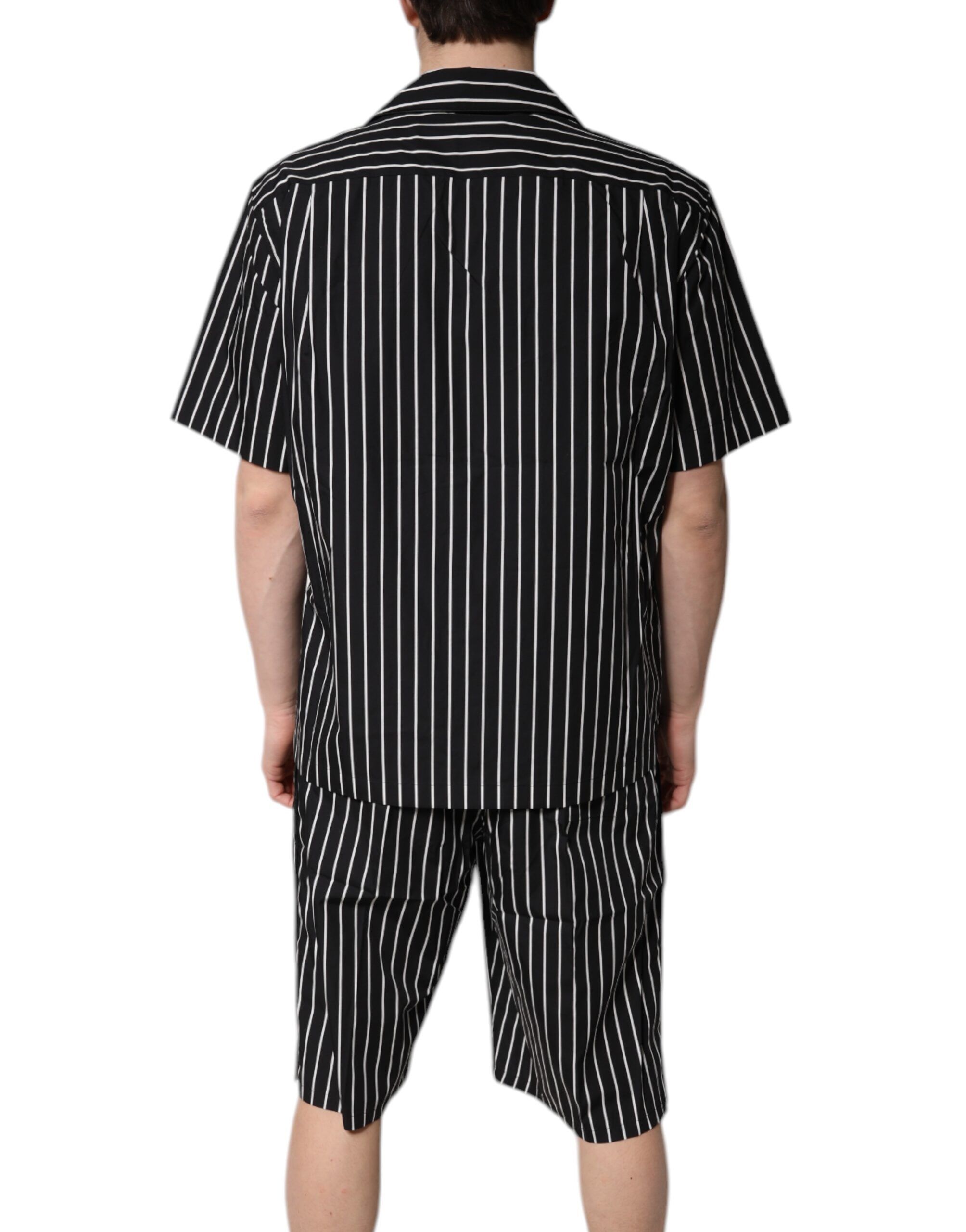 Black White Stripes Cotton Men Pajama Set Men's Sleepwear - Dolce & Gabbana - Modalova