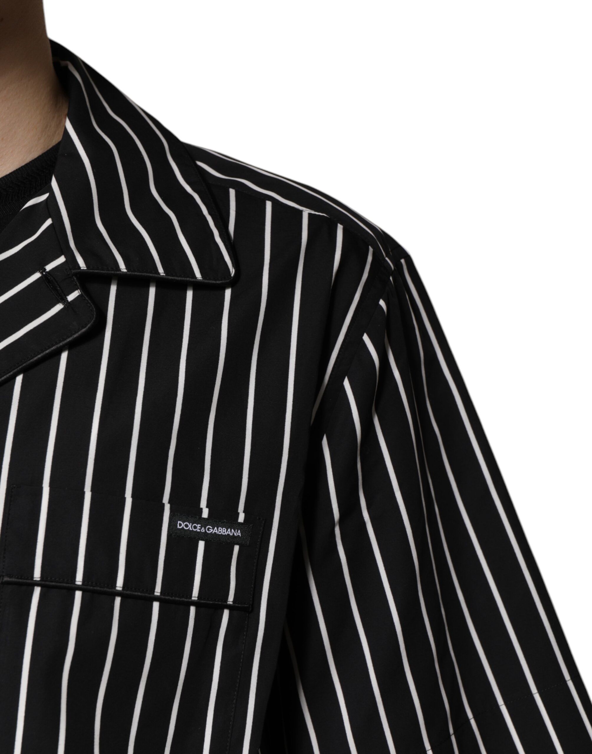 Black White Stripes Cotton Men Pajama Set Men's Sleepwear - Dolce & Gabbana - Modalova
