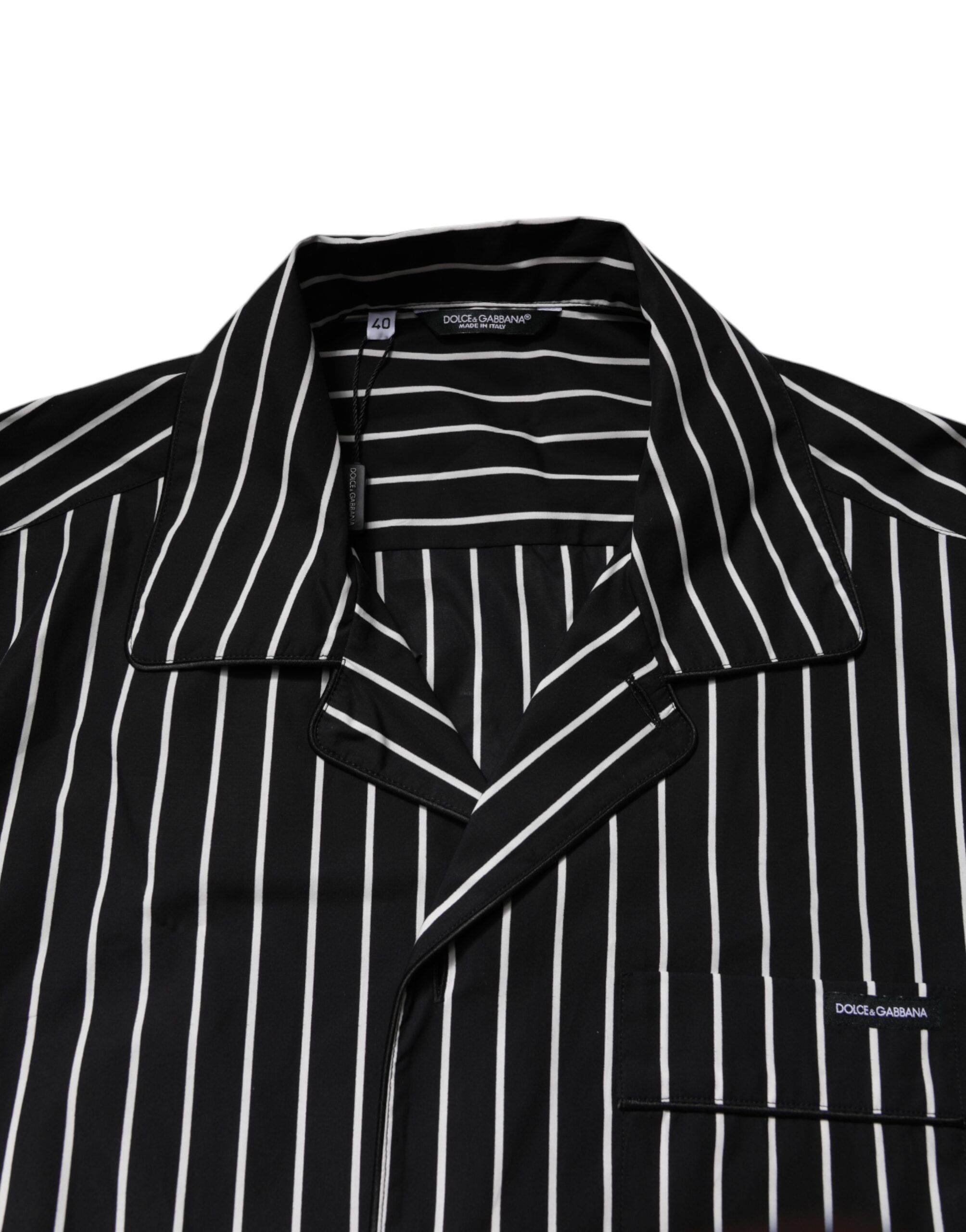 Black White Stripes Cotton Men Pajama Set Men's Sleepwear - Dolce & Gabbana - Modalova