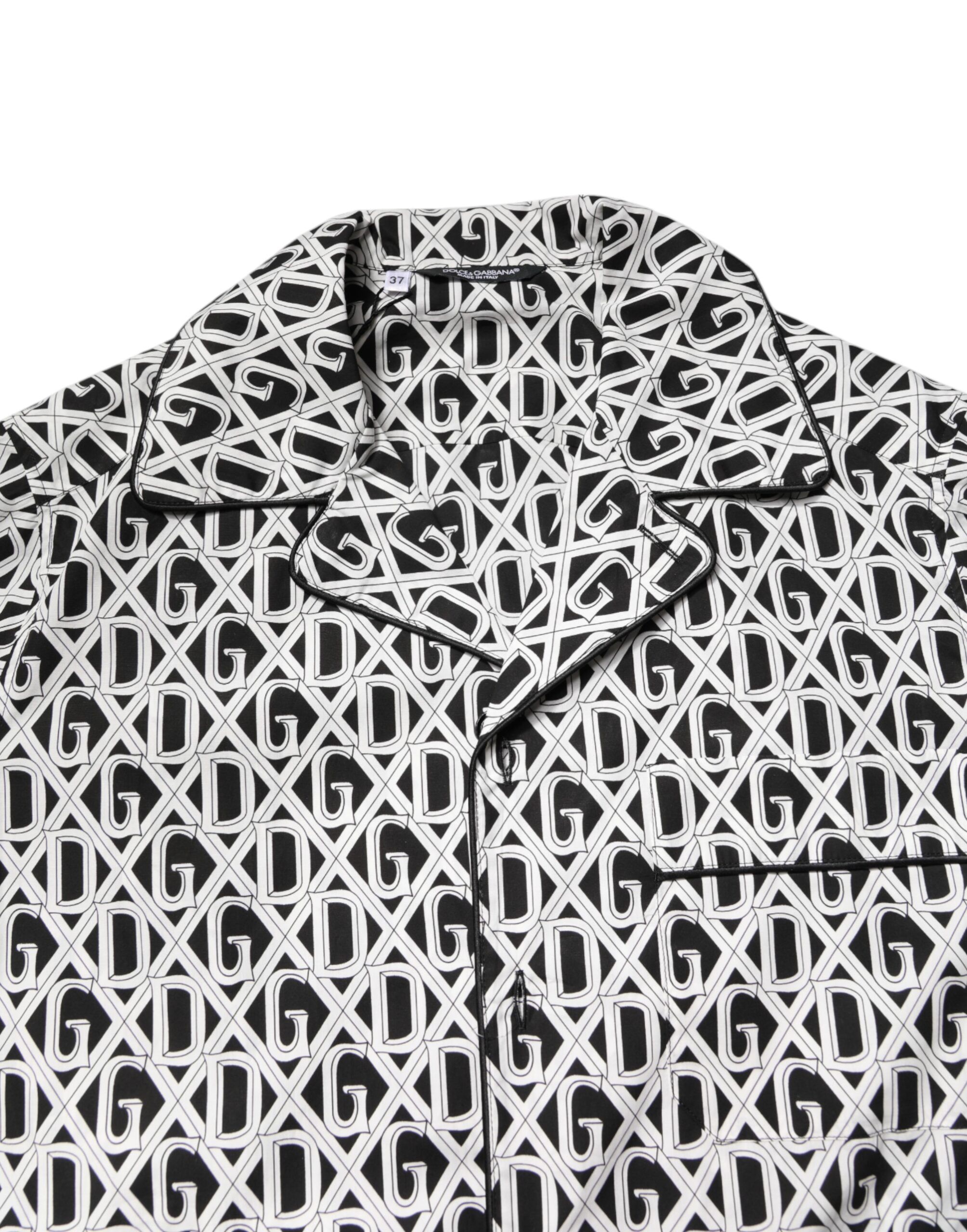 Black White DG Print Cotton Pajama Set Men's Sleepwear - Dolce & Gabbana - Modalova