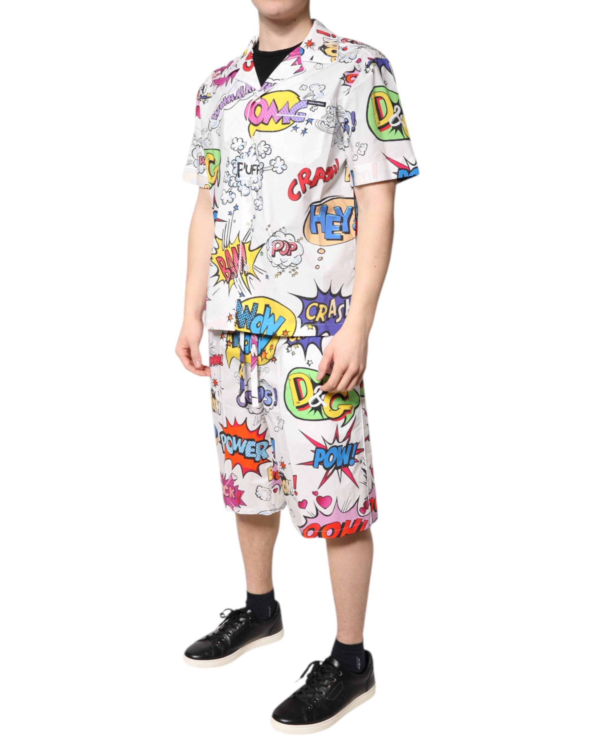 Cartoon Print Cotton Men Pajama Set Men's Sleepwear - Dolce & Gabbana - Modalova