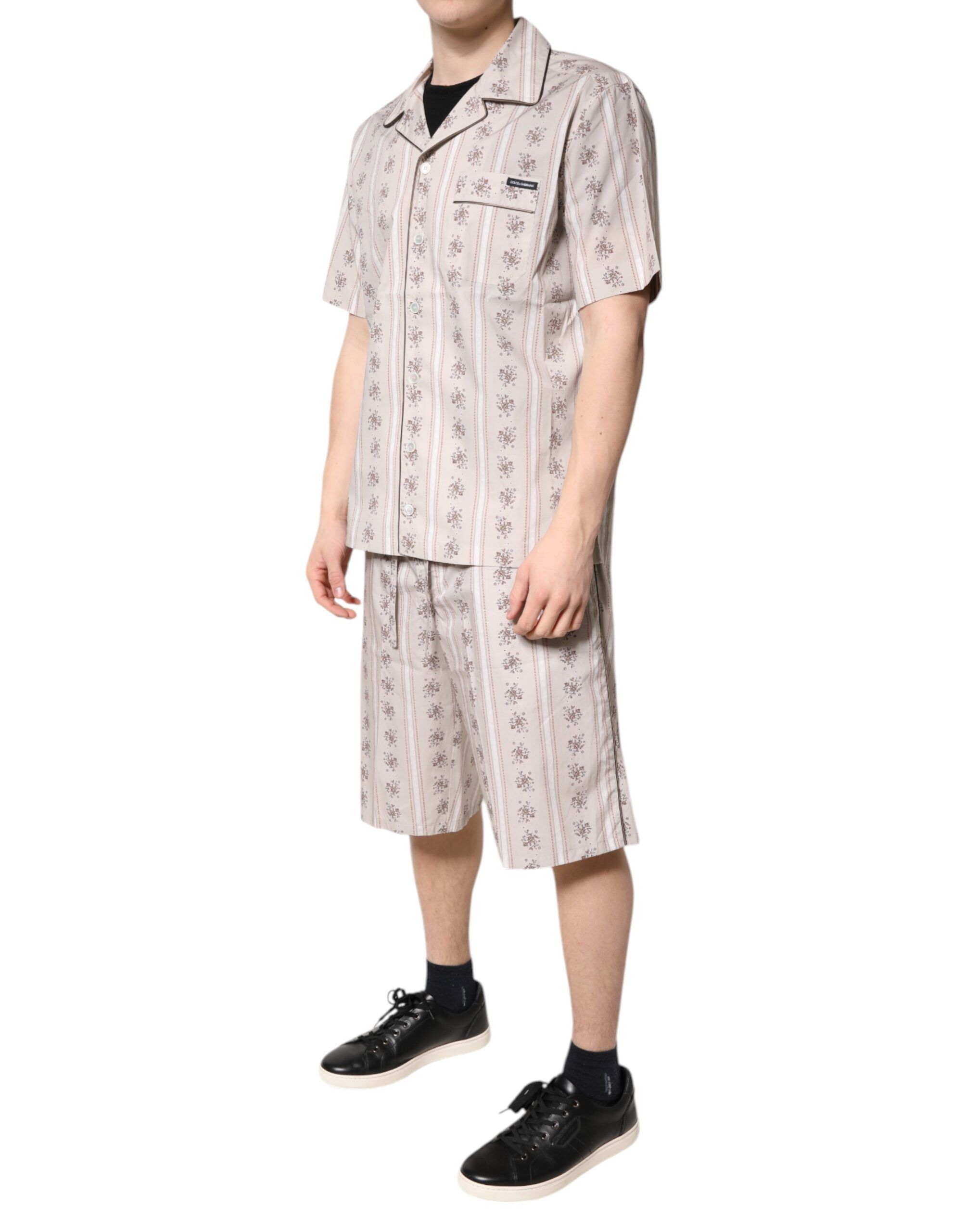 Floral Print Cotton Men Pajama Set Men's Sleepwear - Dolce & Gabbana - Modalova