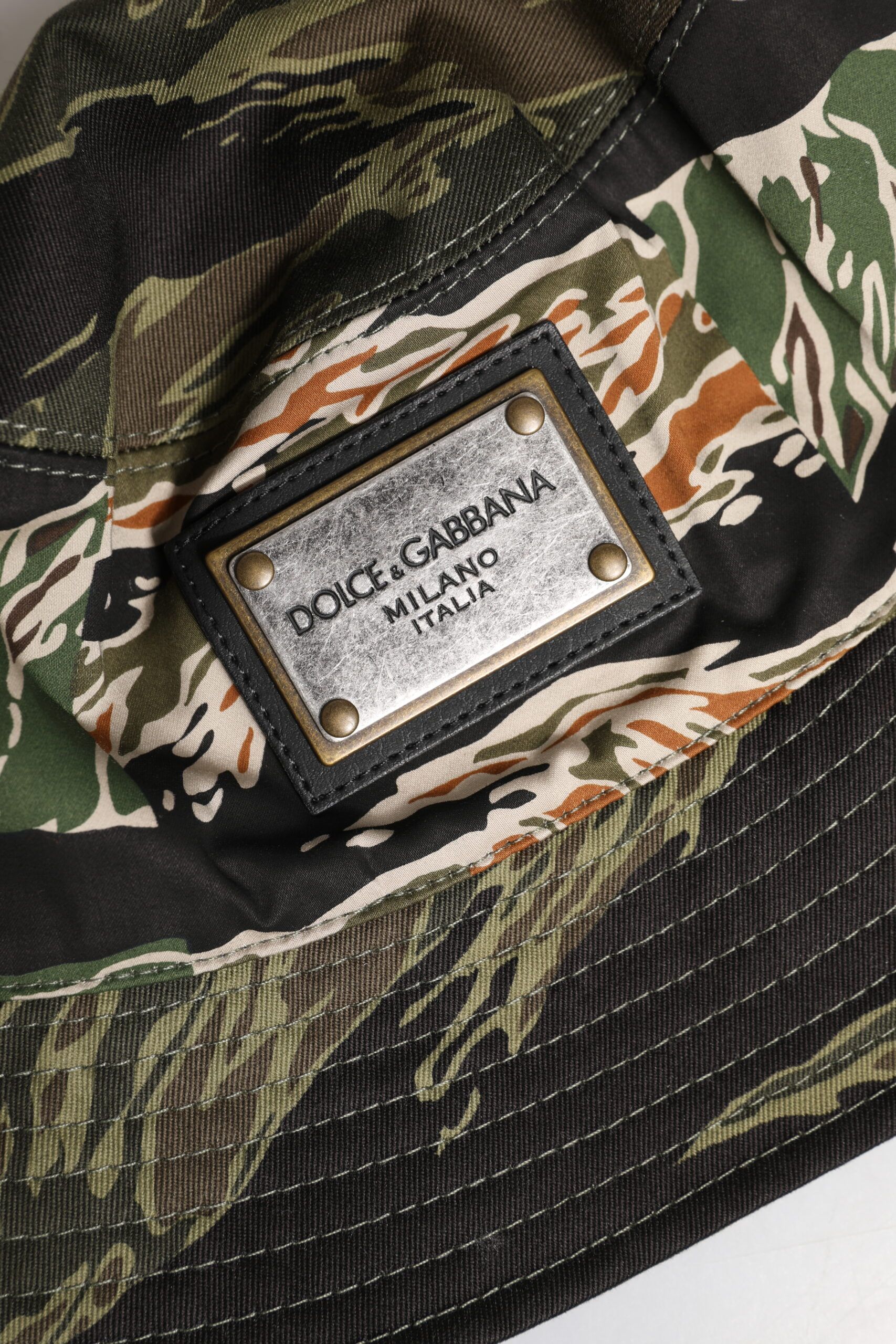 Multicolor DG Plaque Wide Brim Bucket Men's Hat - Dolce & Gabbana - Modalova