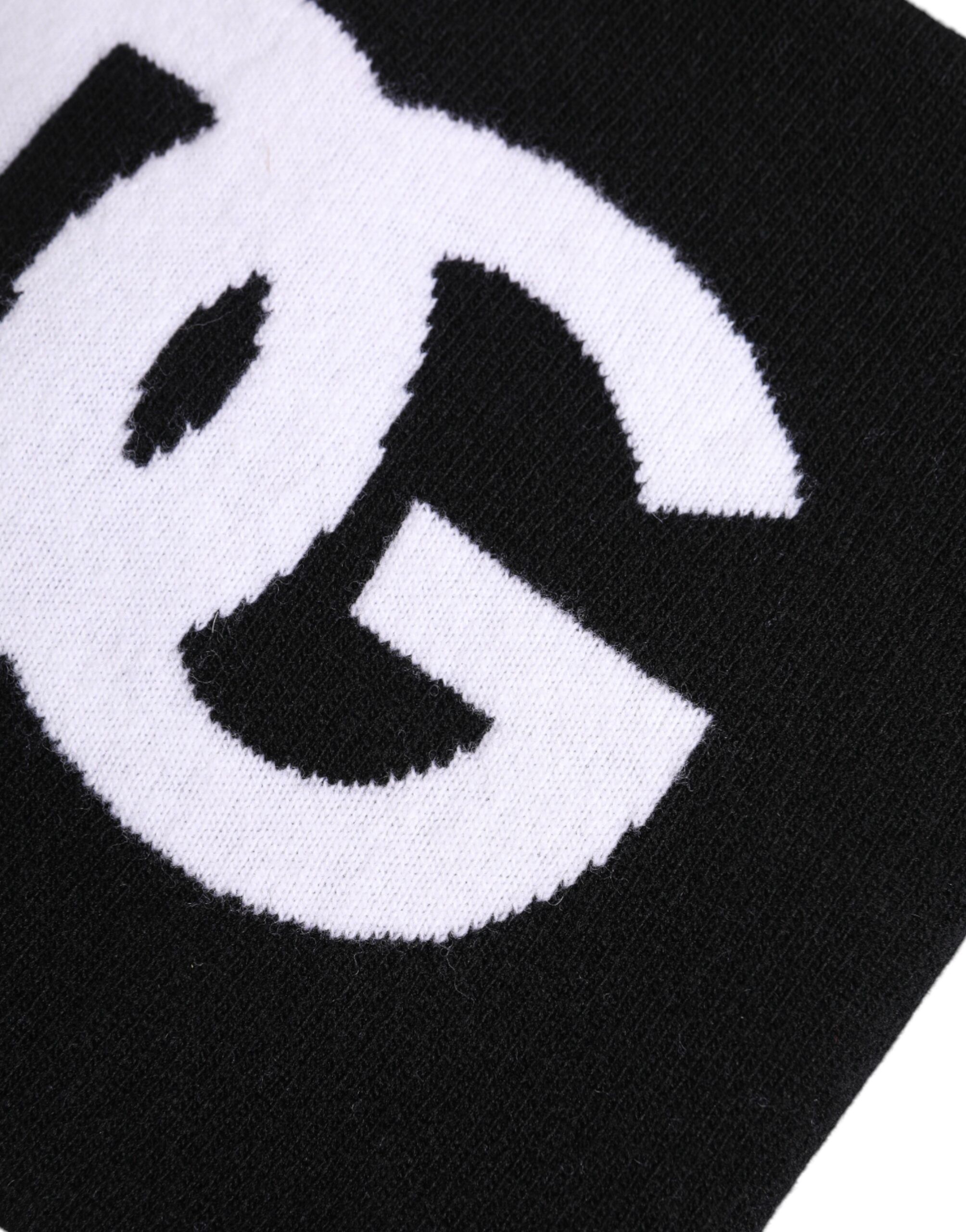 Black White Logo Print Knitted Neck Warmer Men's Scarf - Dolce & Gabbana - Modalova